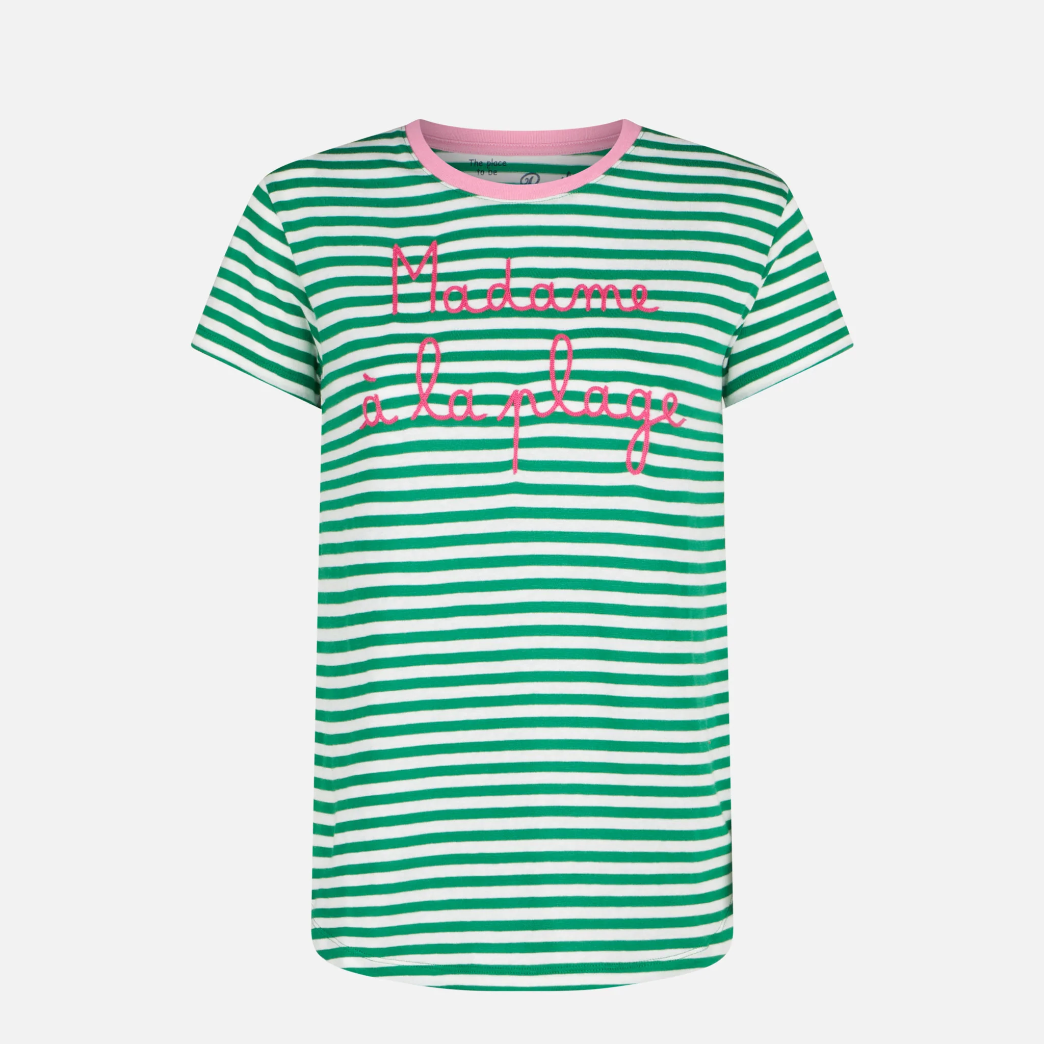 T-shirt verde in cotone con ricamo Madame à la plage - Image 4