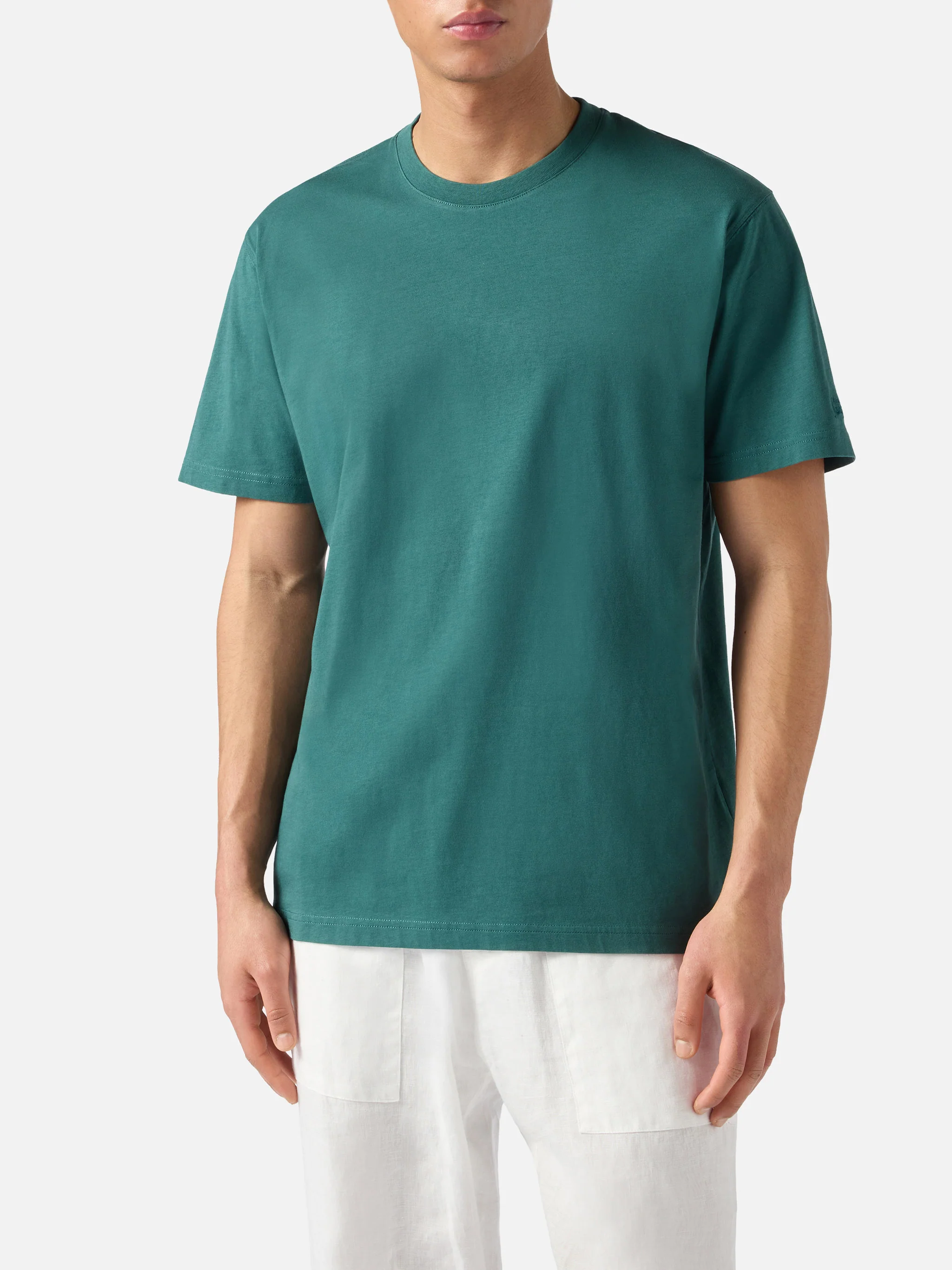T-shirt Dover verde in cotone con ricamo logo - Image 2