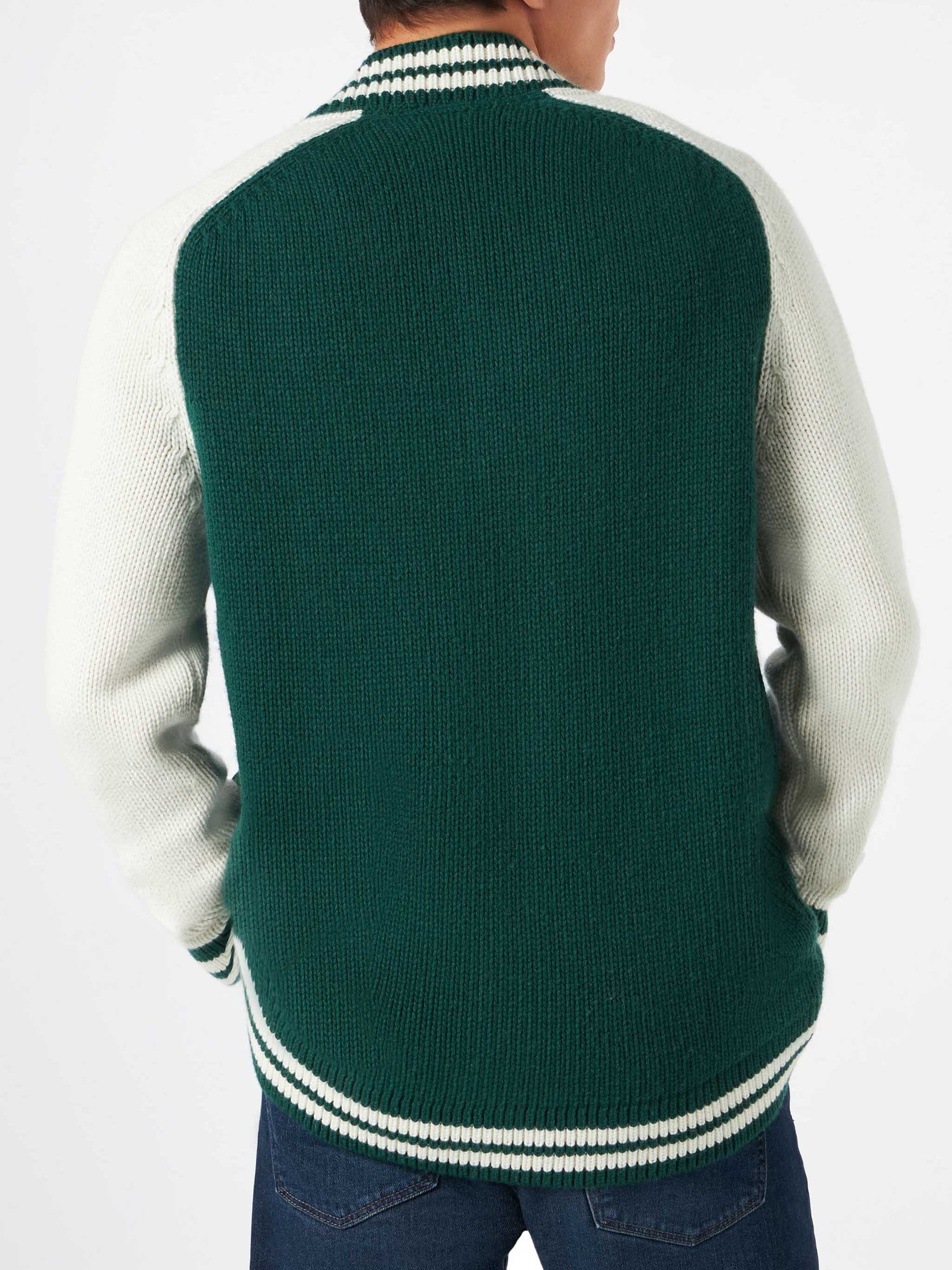 Bomber Benjamin in maglia blu navy stile college - Image 3