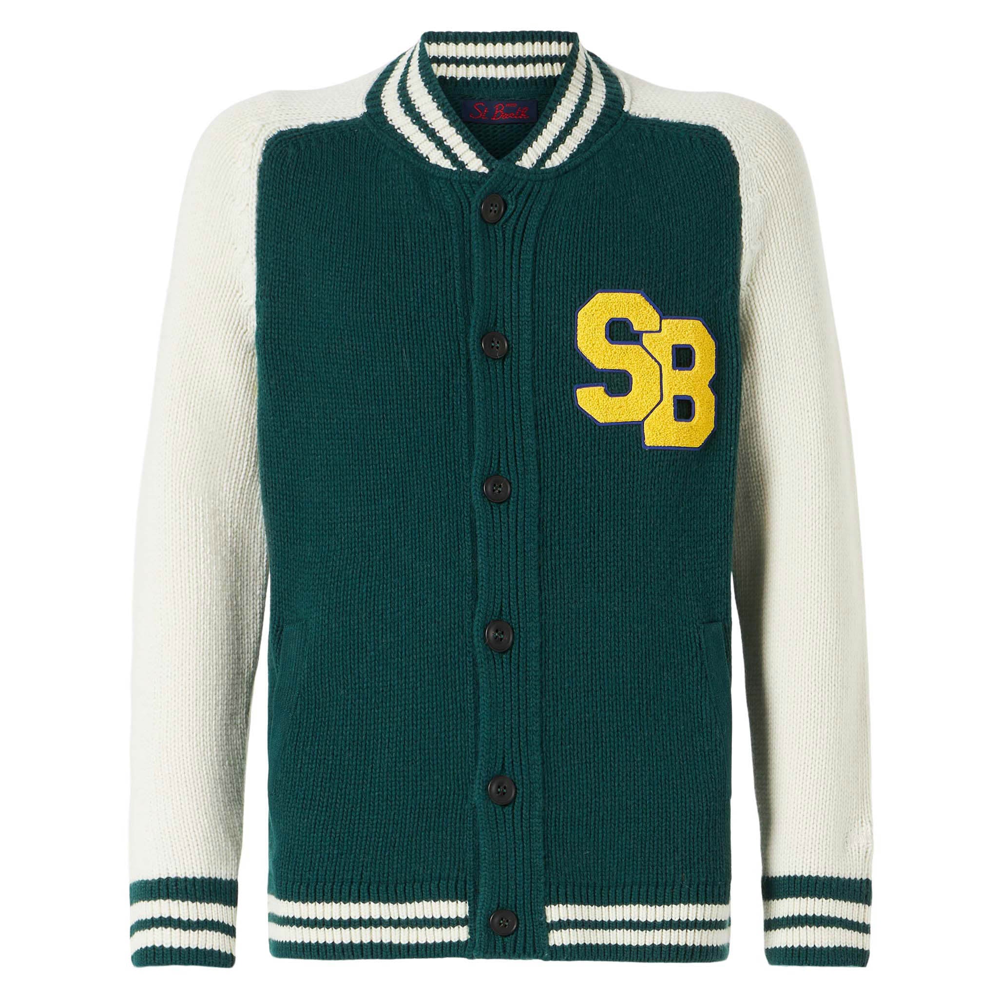 Bomber Benjamin in maglia blu navy stile college - Image 5