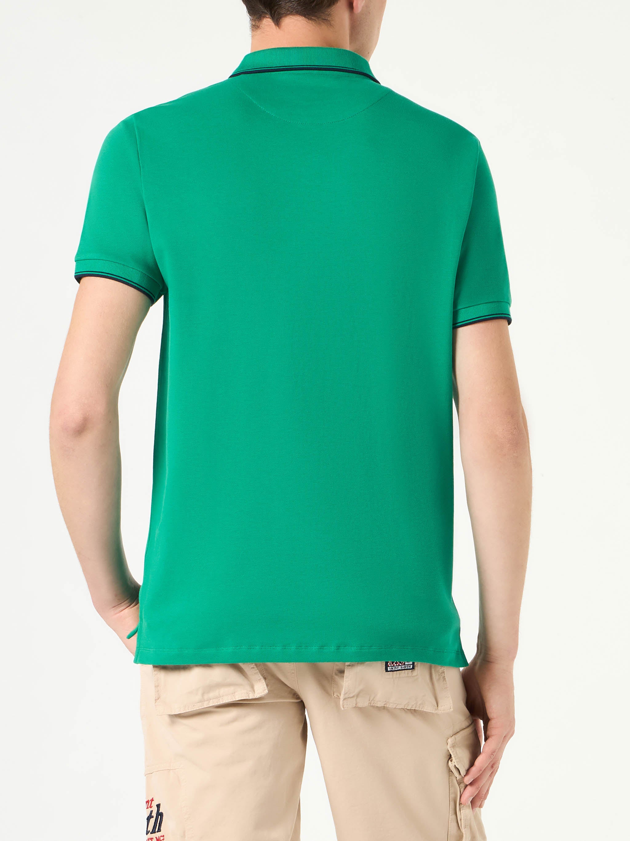 Polo piquet verde con logo St. Barth - Image 3
