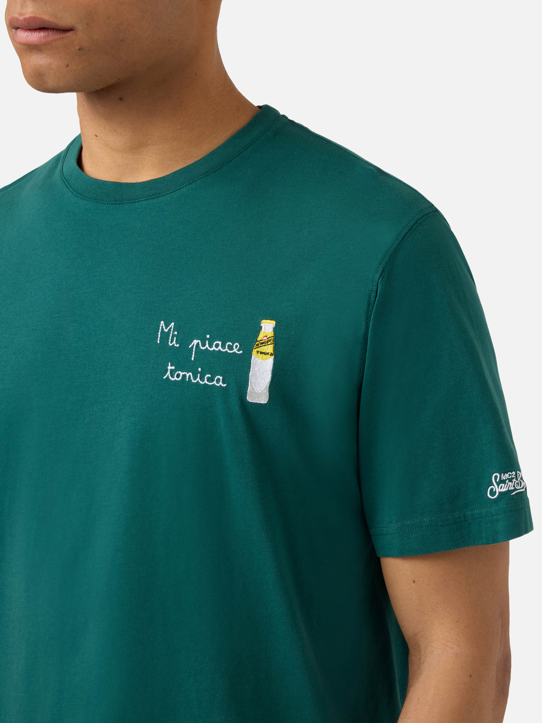 T-shirt Portofino verde con ricamo Mi Piace Tonica | Special Edition - Image 2