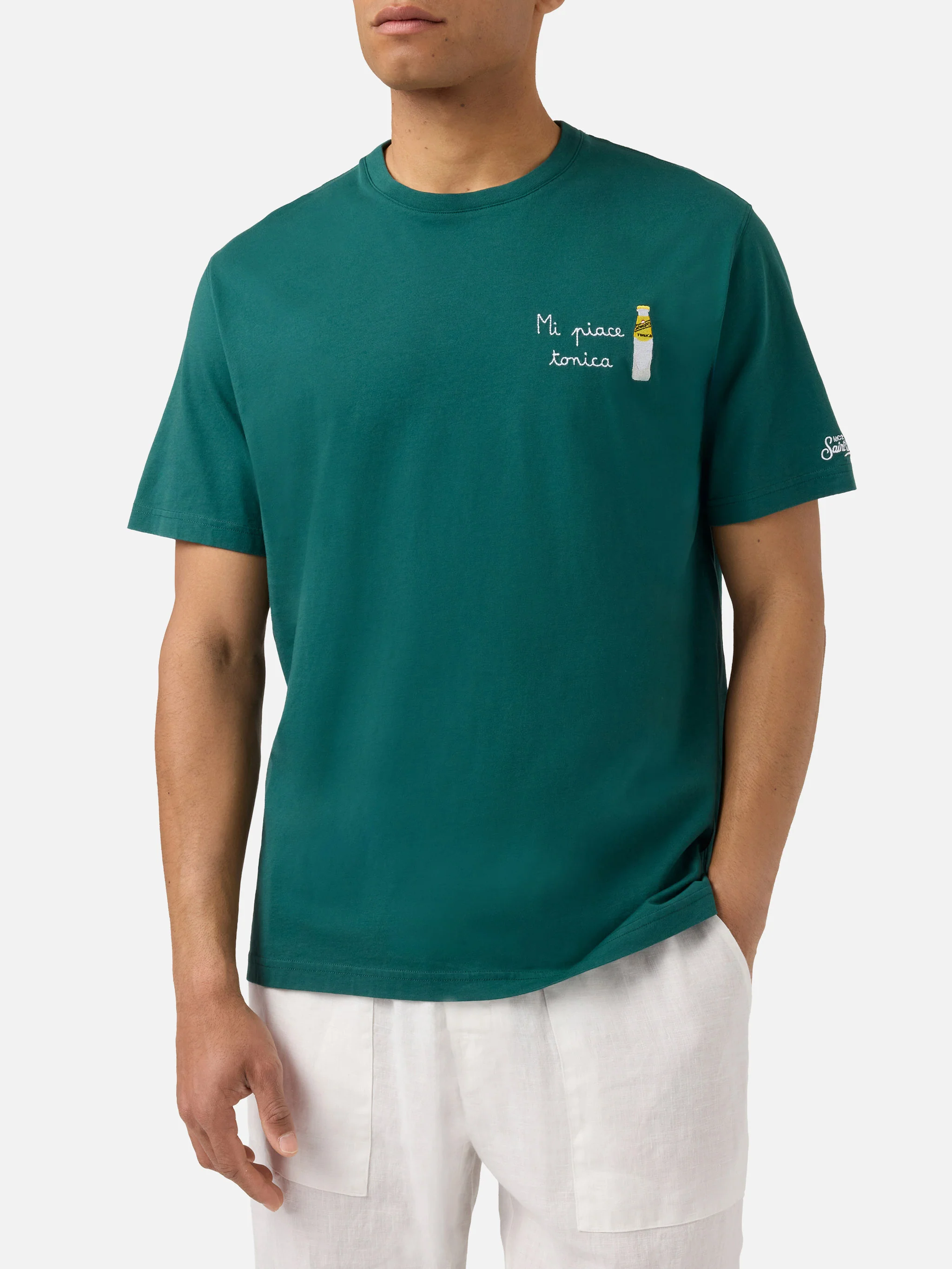 T-shirt Portofino verde con ricamo Mi Piace Tonica | Special Edition - Image 3