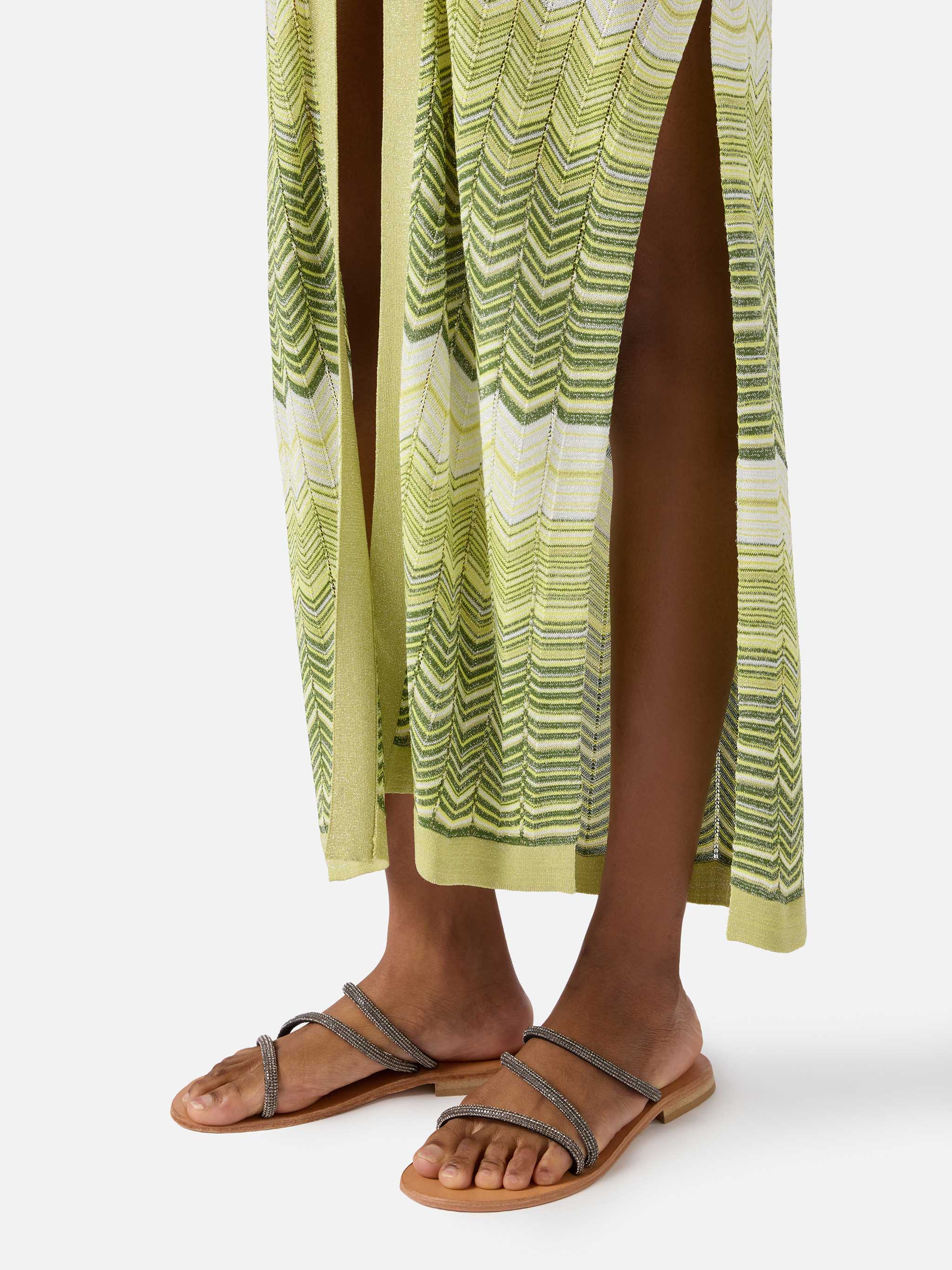 Cardigan lungo Tonia in maglia verde - Image 2