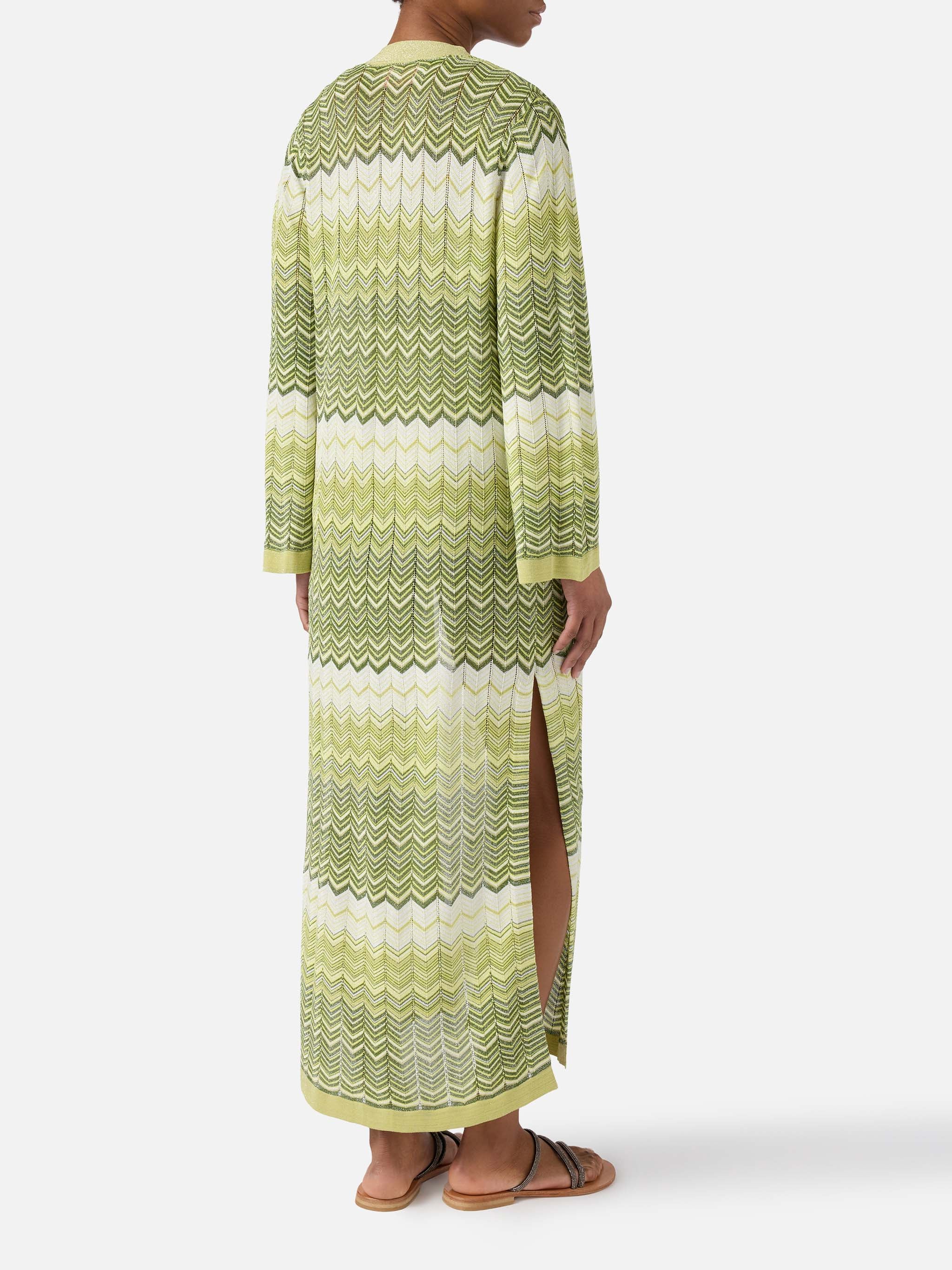 Cardigan lungo Tonia in maglia verde - Image 3