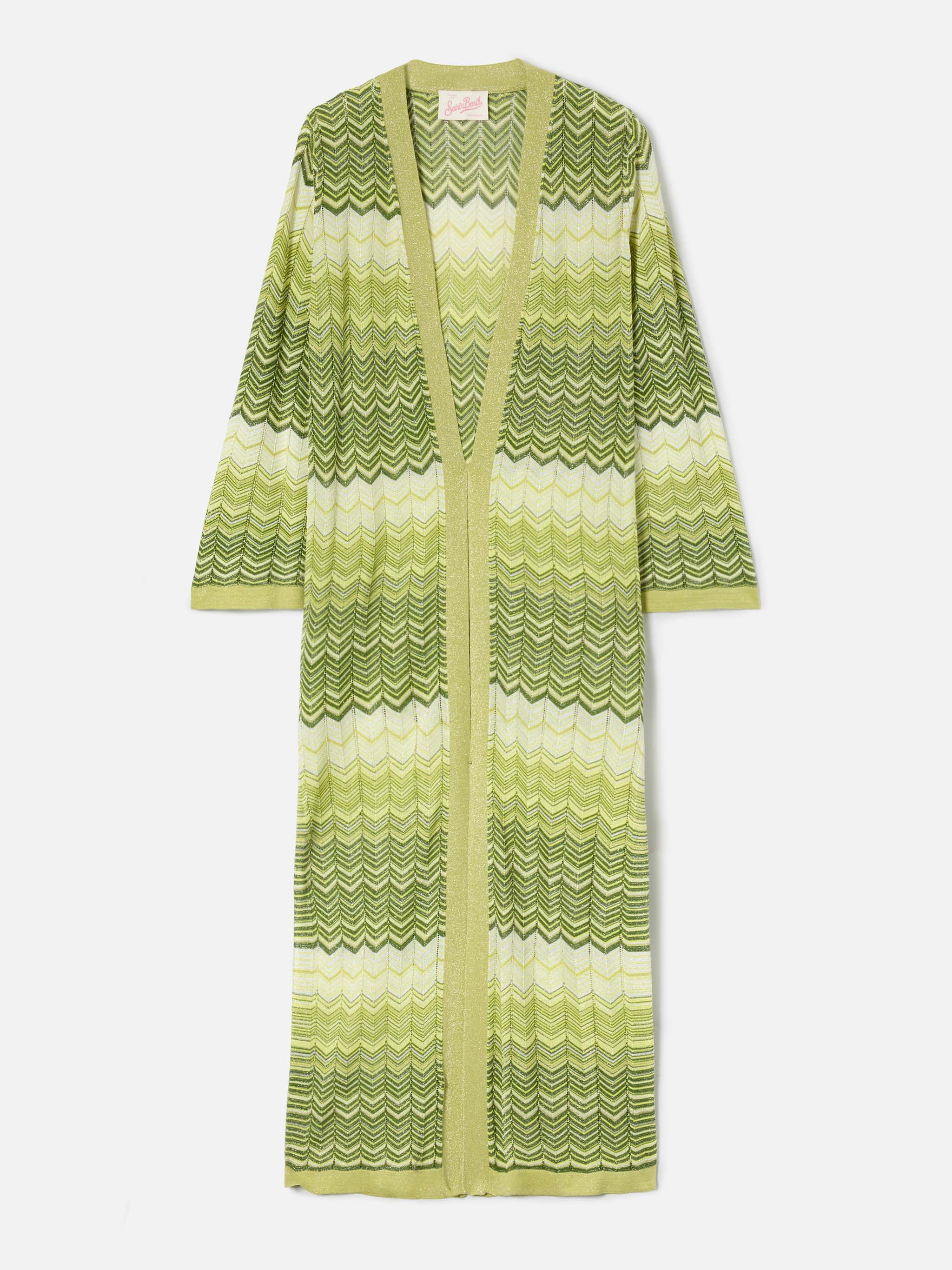 Cardigan lungo Tonia in maglia verde - Image 4