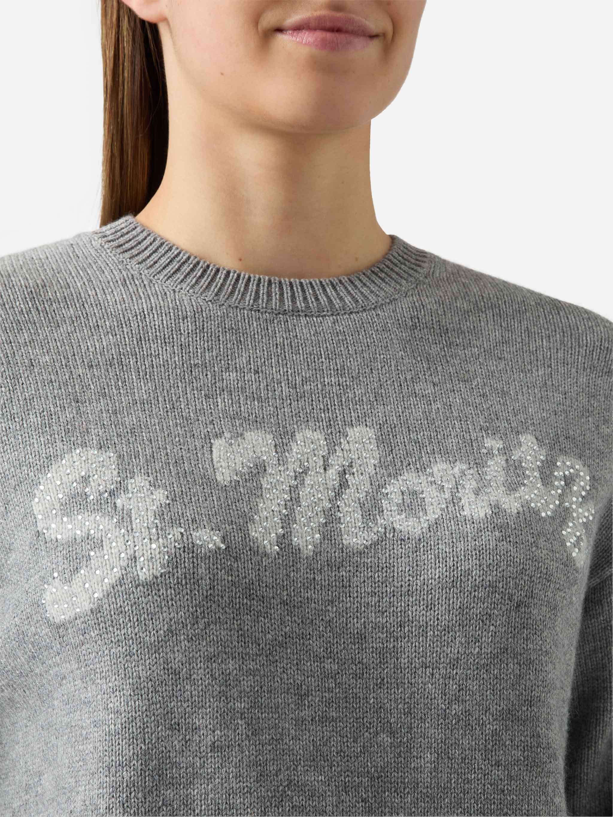Girocollo Louise grigio con decorazioni di strass Saint Moritz | SPECIAL EDITION ST. MORITZ TOP OF THE WORLD - Image 2