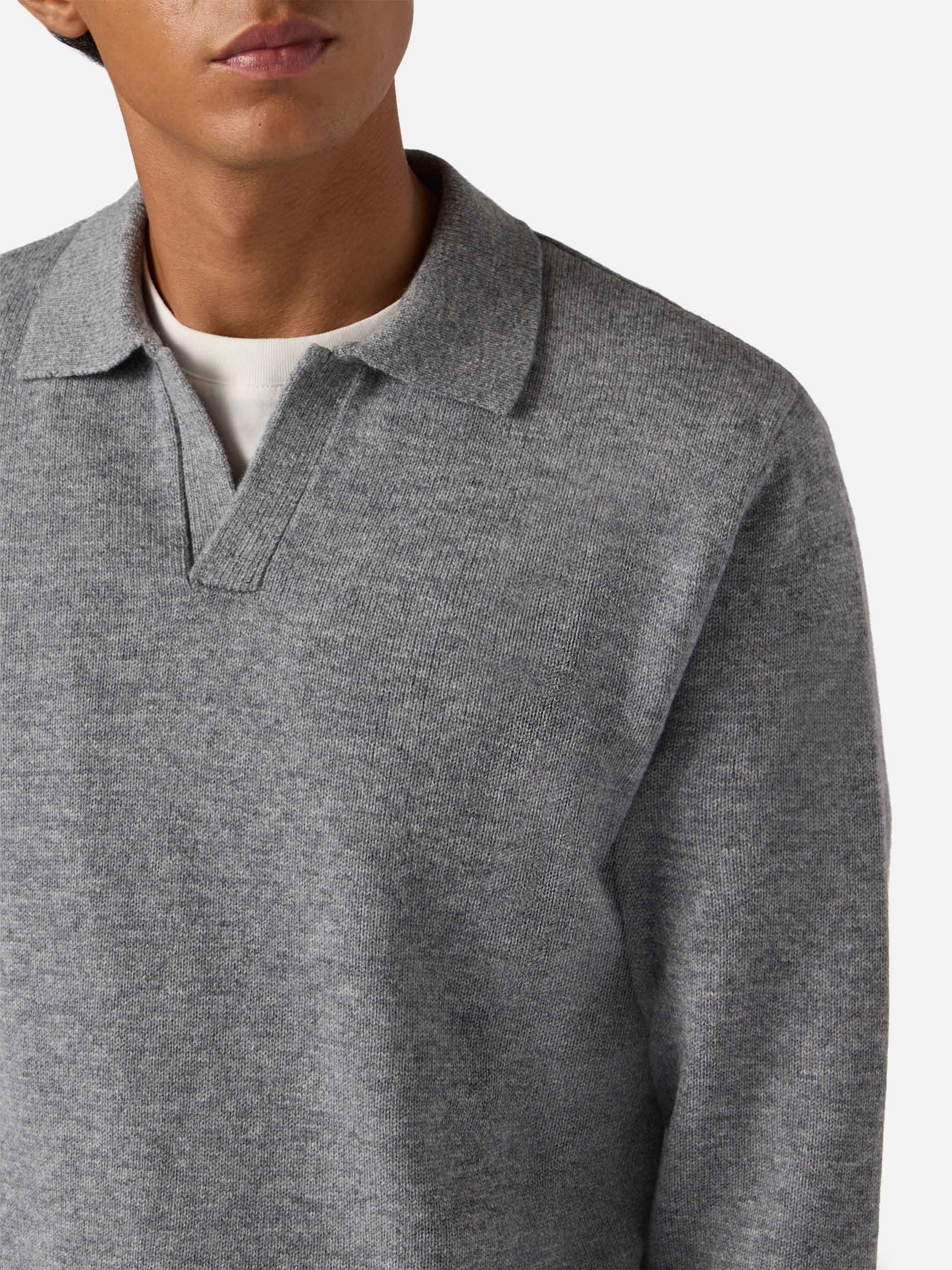 Polo in maglia Covent in pura lana grigio melange - Image 2