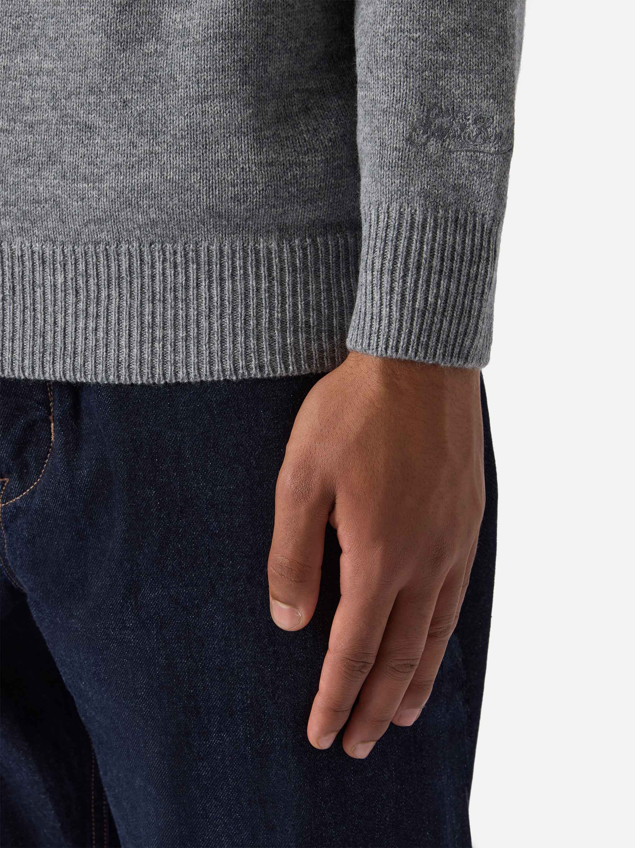 Polo in maglia Covent in pura lana grigio melange - Image 3