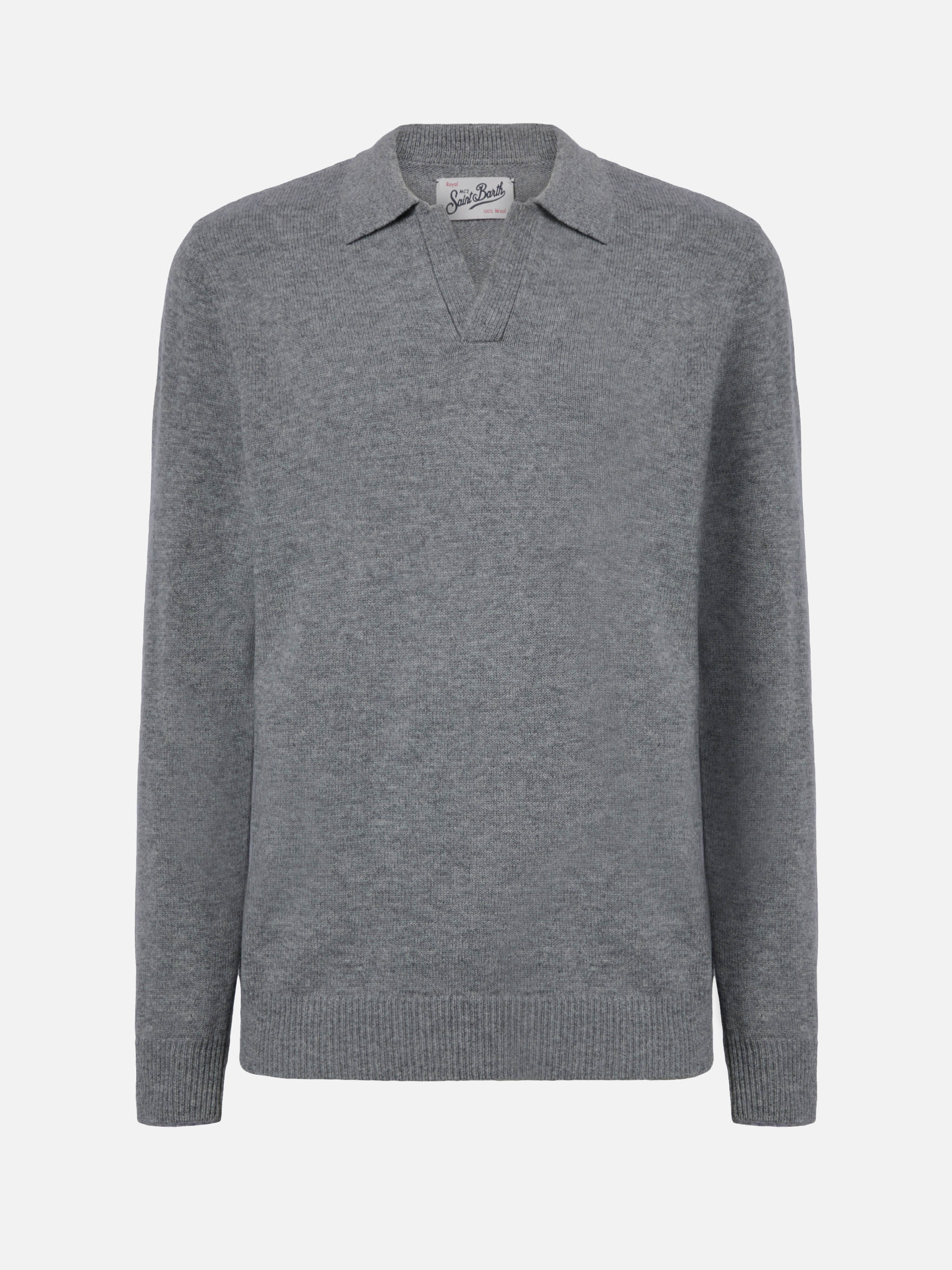 Polo in maglia Covent in pura lana grigio melange - Image 4
