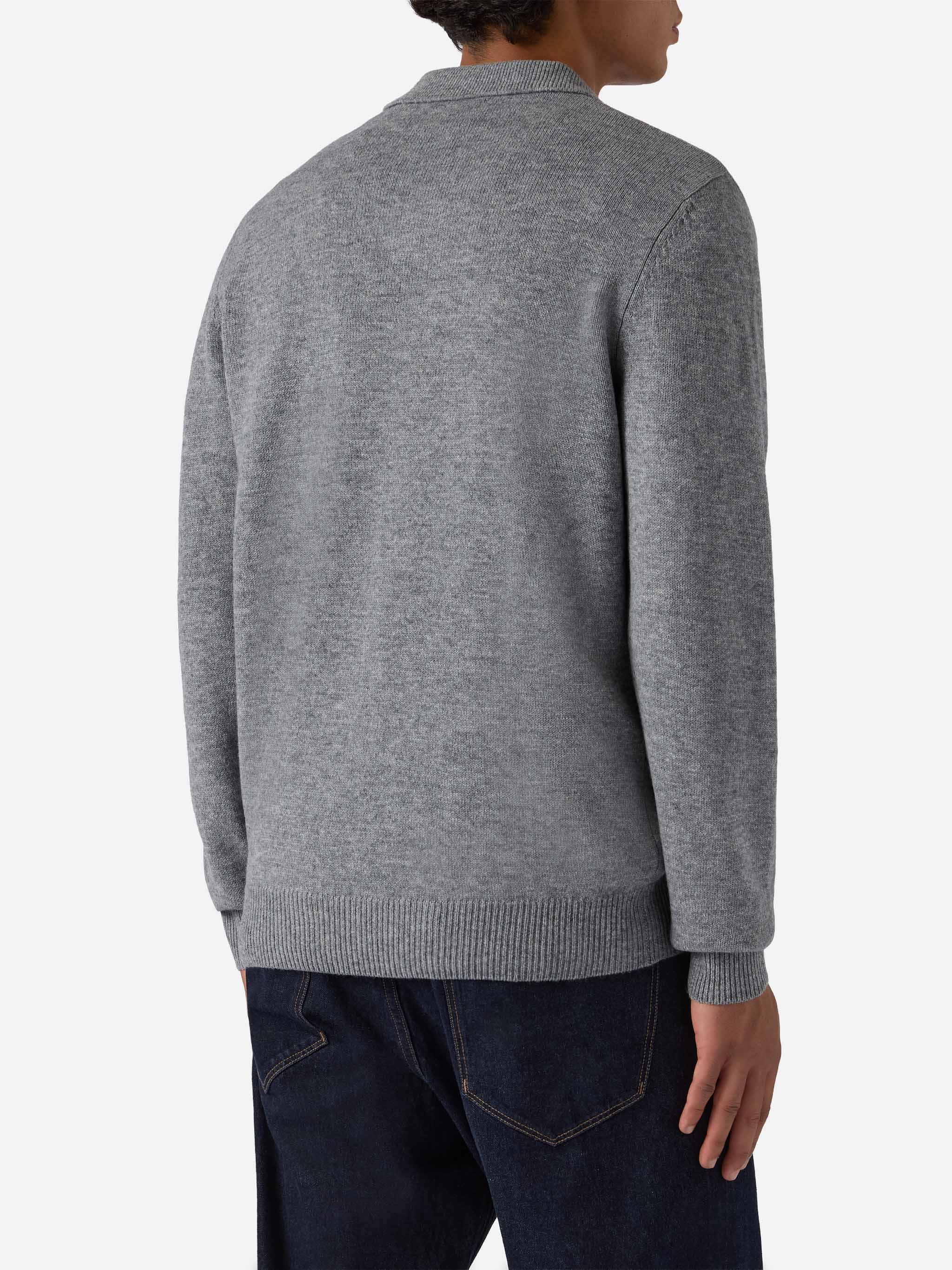 Polo in maglia Covent in pura lana grigio melange - Image 5