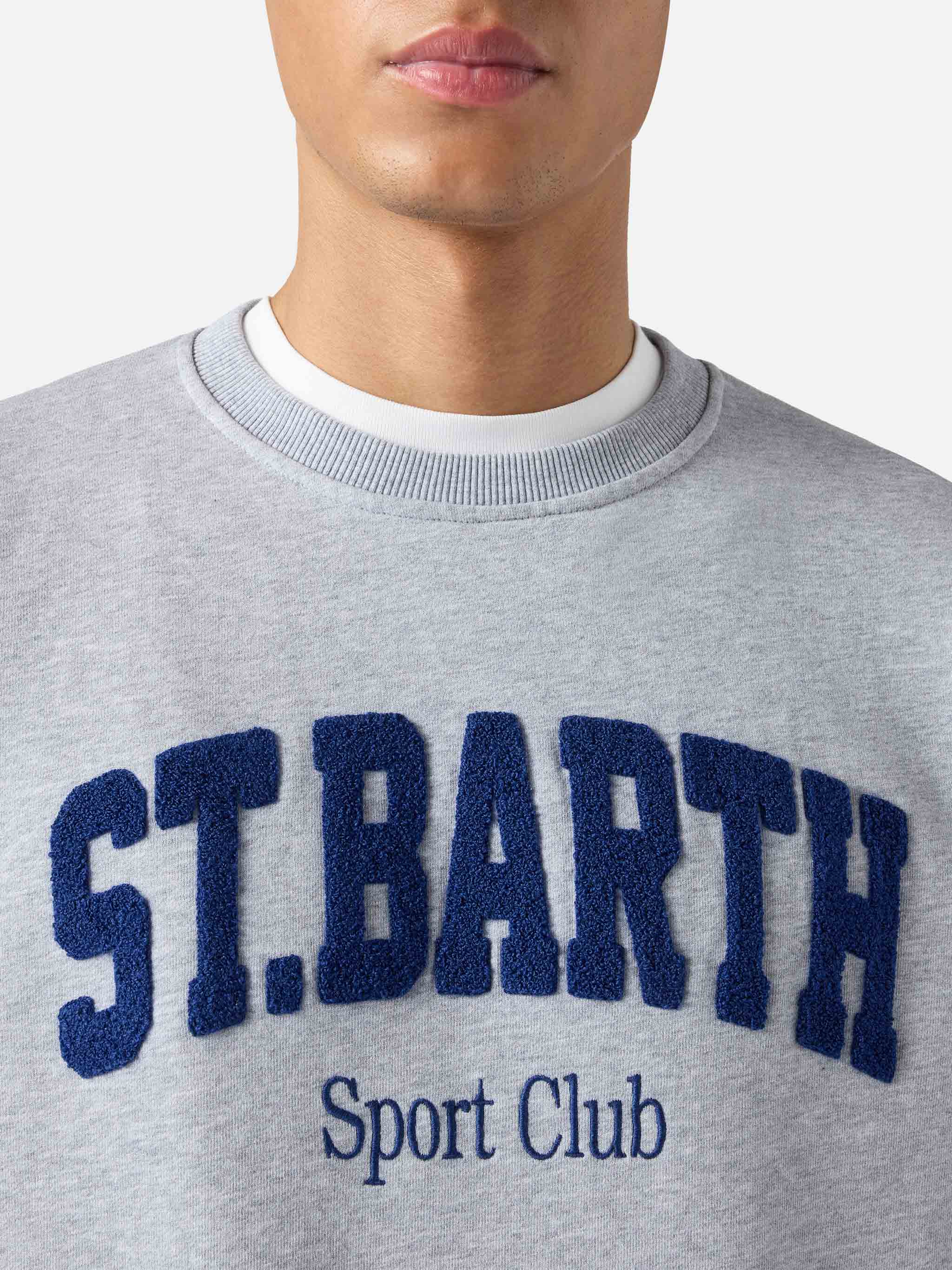 Felpa Ponza in cotone girgio con logo Sport Club effetto spugna - Image 2