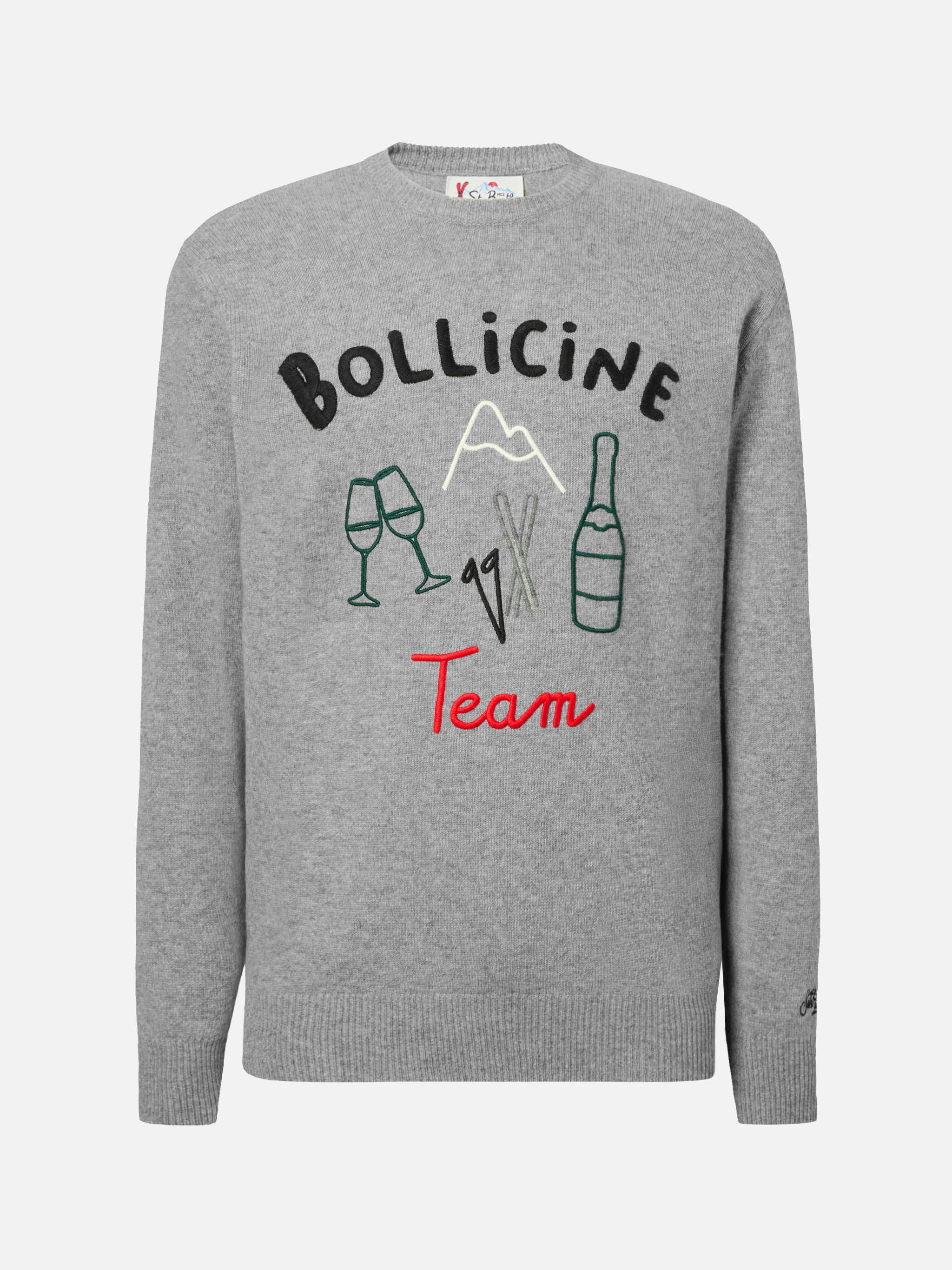 Maglione in  misto cashmere Heron con ricamo Bollicine team - Image 5