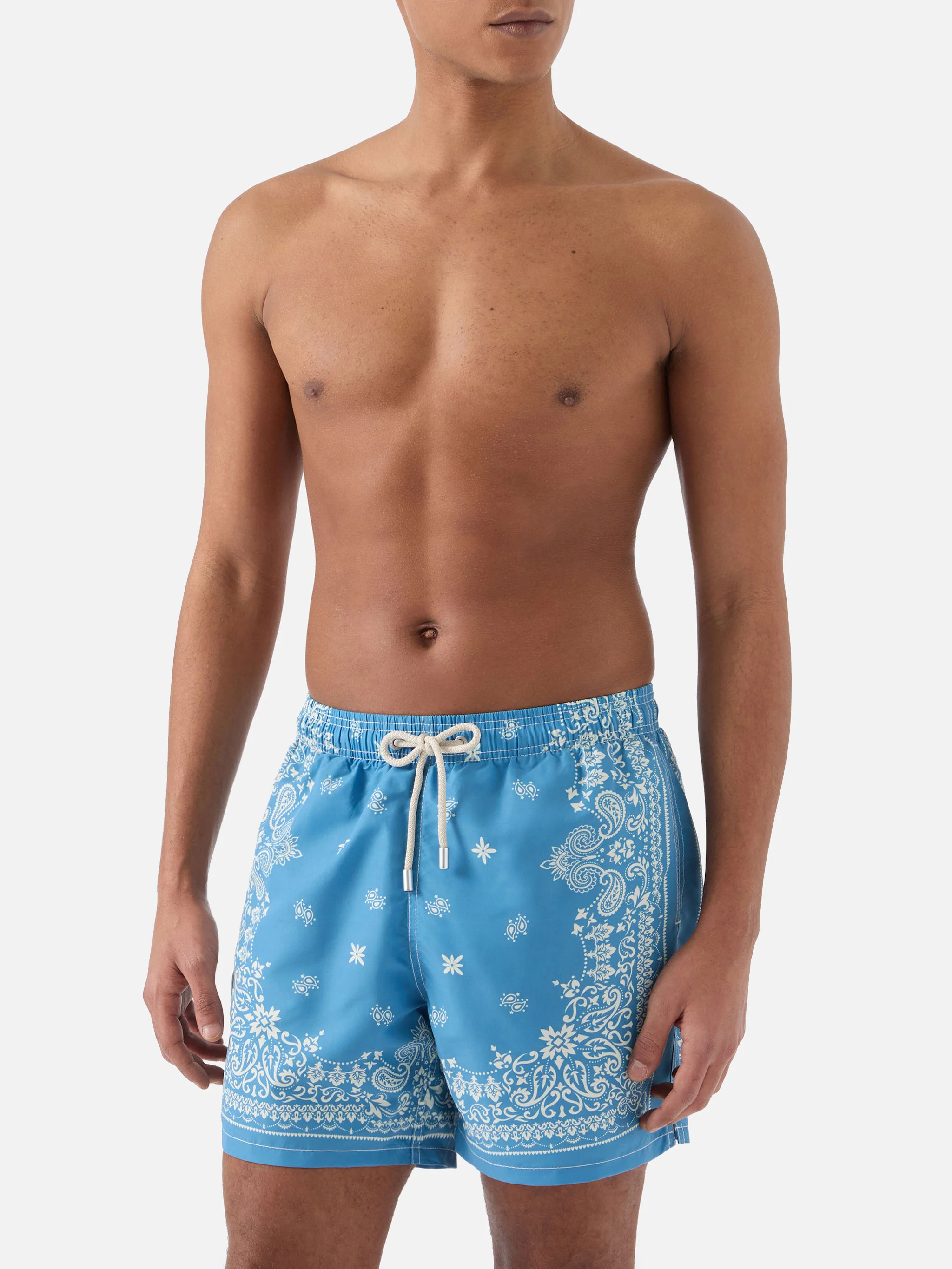 Costume mare Gustavia azzurro con stampa bandana - Image 3