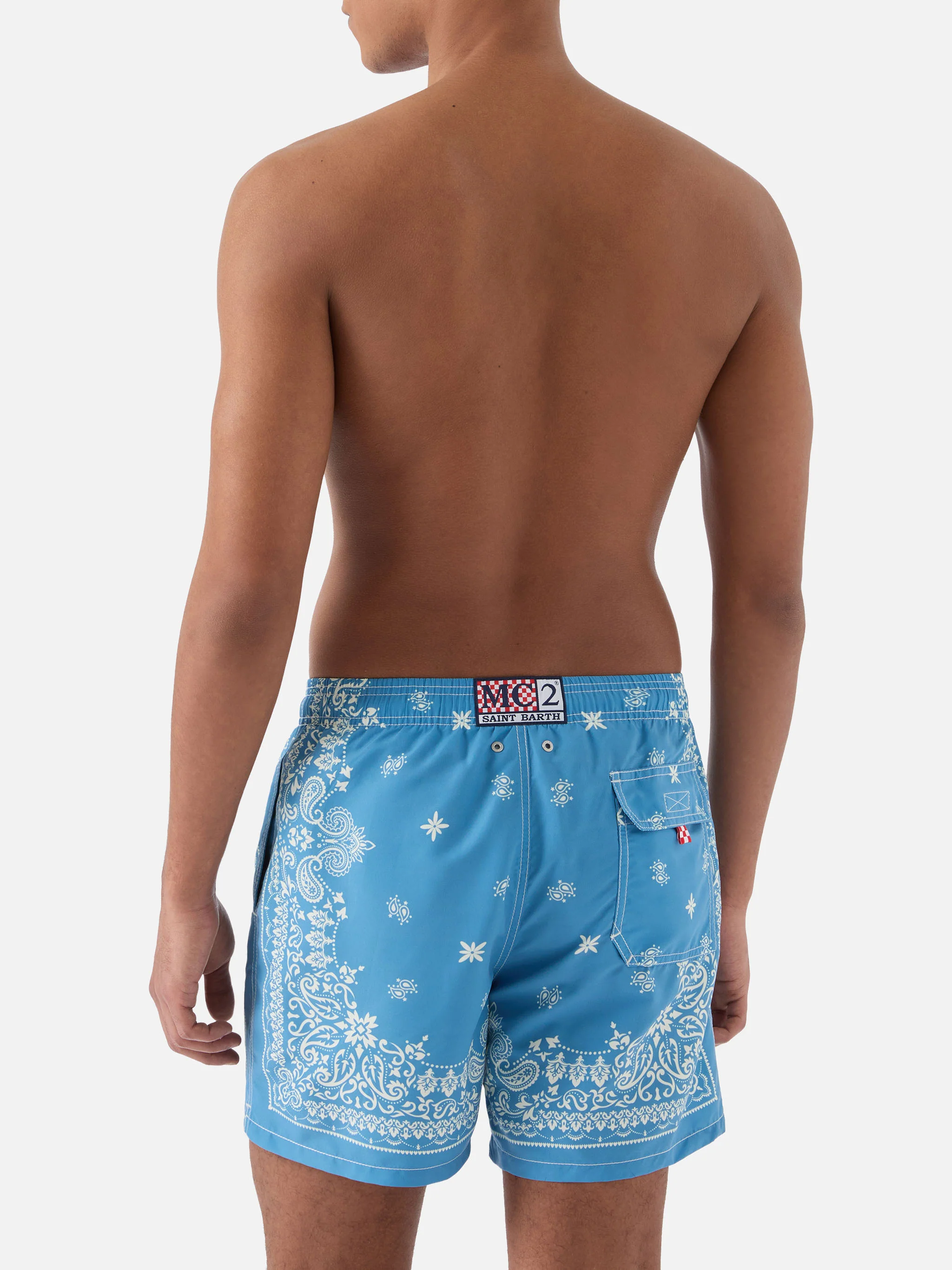 Costume mare Gustavia azzurro con stampa bandana - Image 5