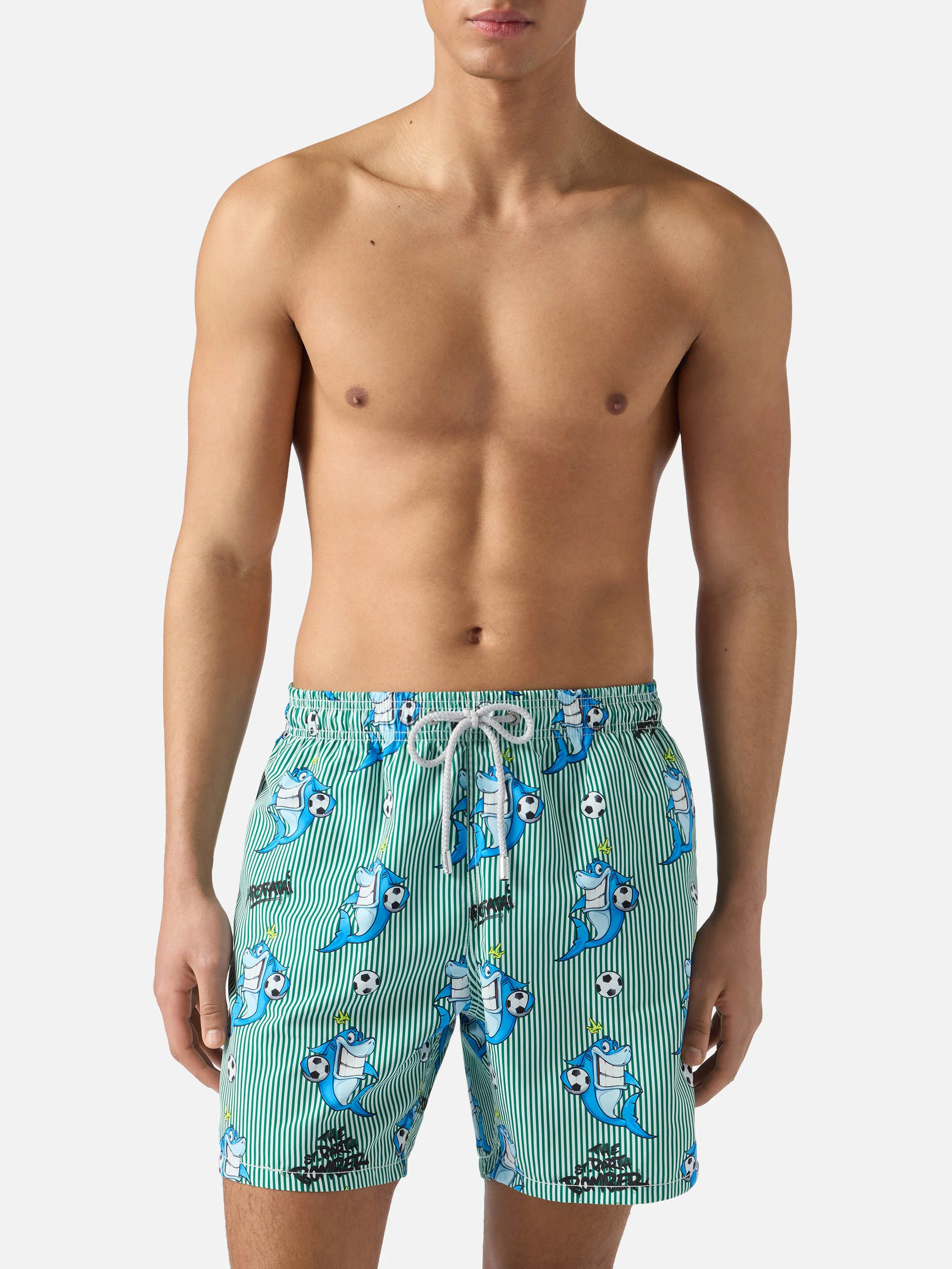 Costume mare Gustavia a righe con stampa squali | Special Edition - Image 3