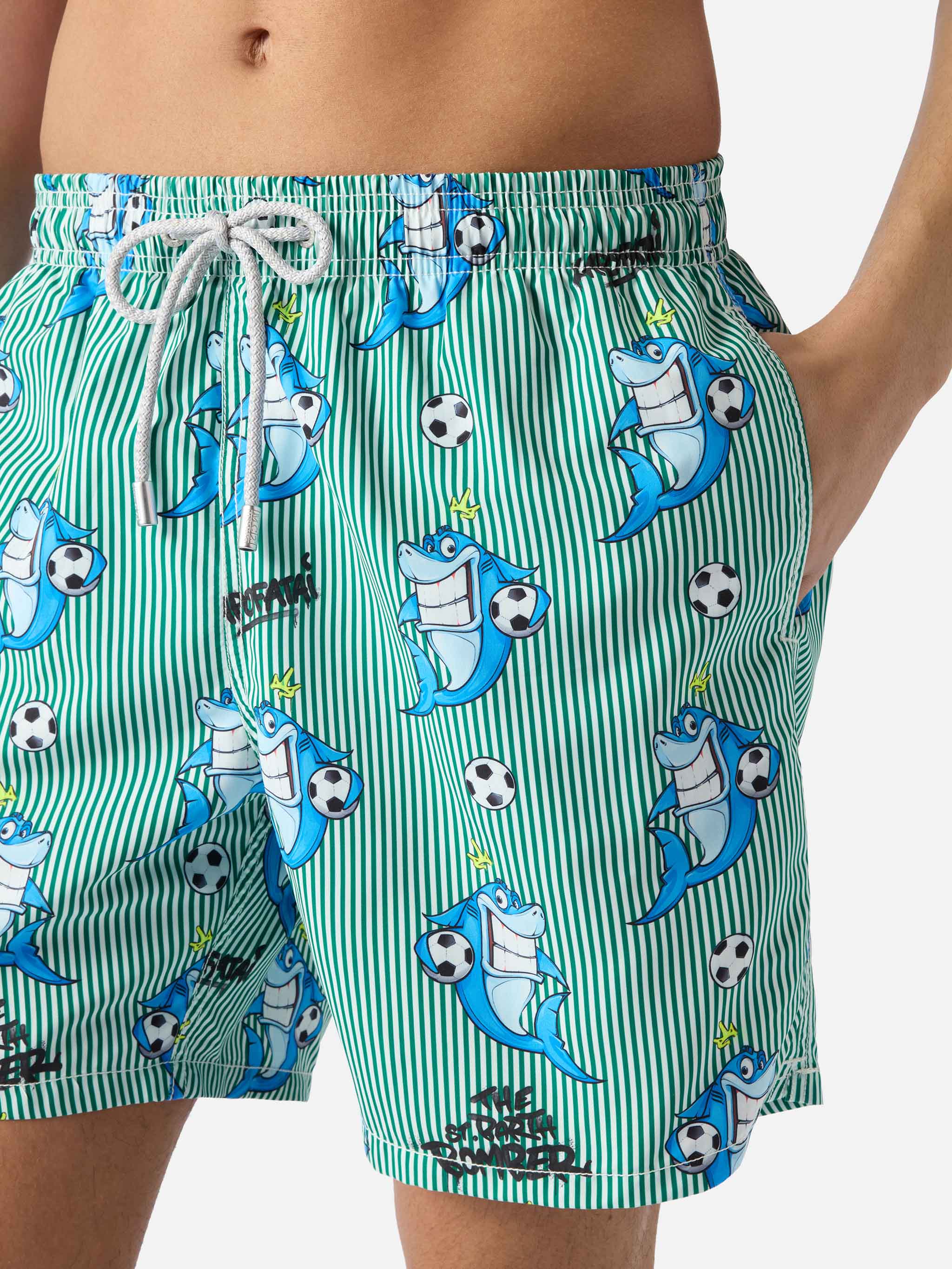 Costume mare Gustavia a righe con stampa squali | Special Edition - Image 4