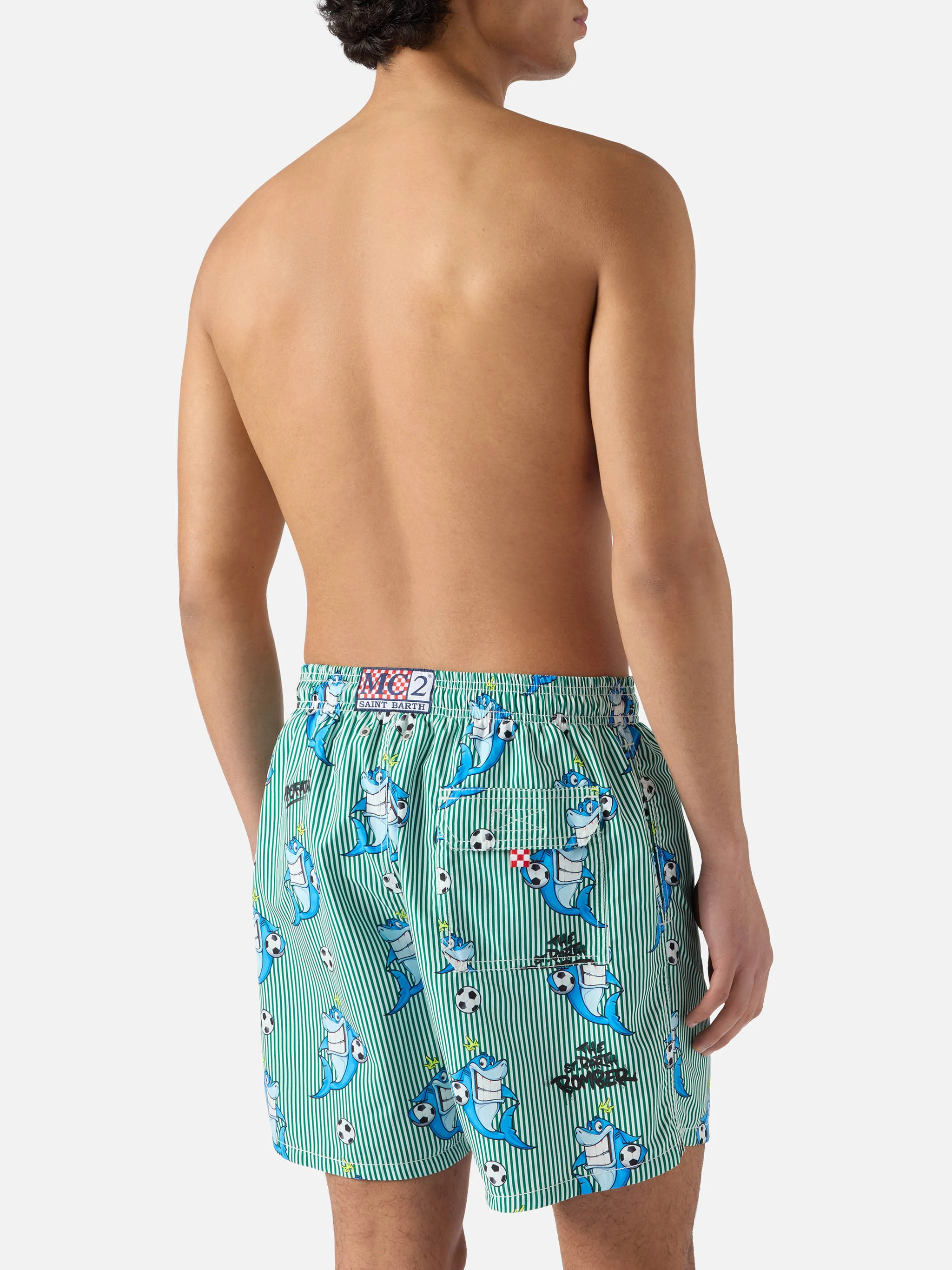 Costume mare Gustavia a righe con stampa squali | Special Edition - Image 5