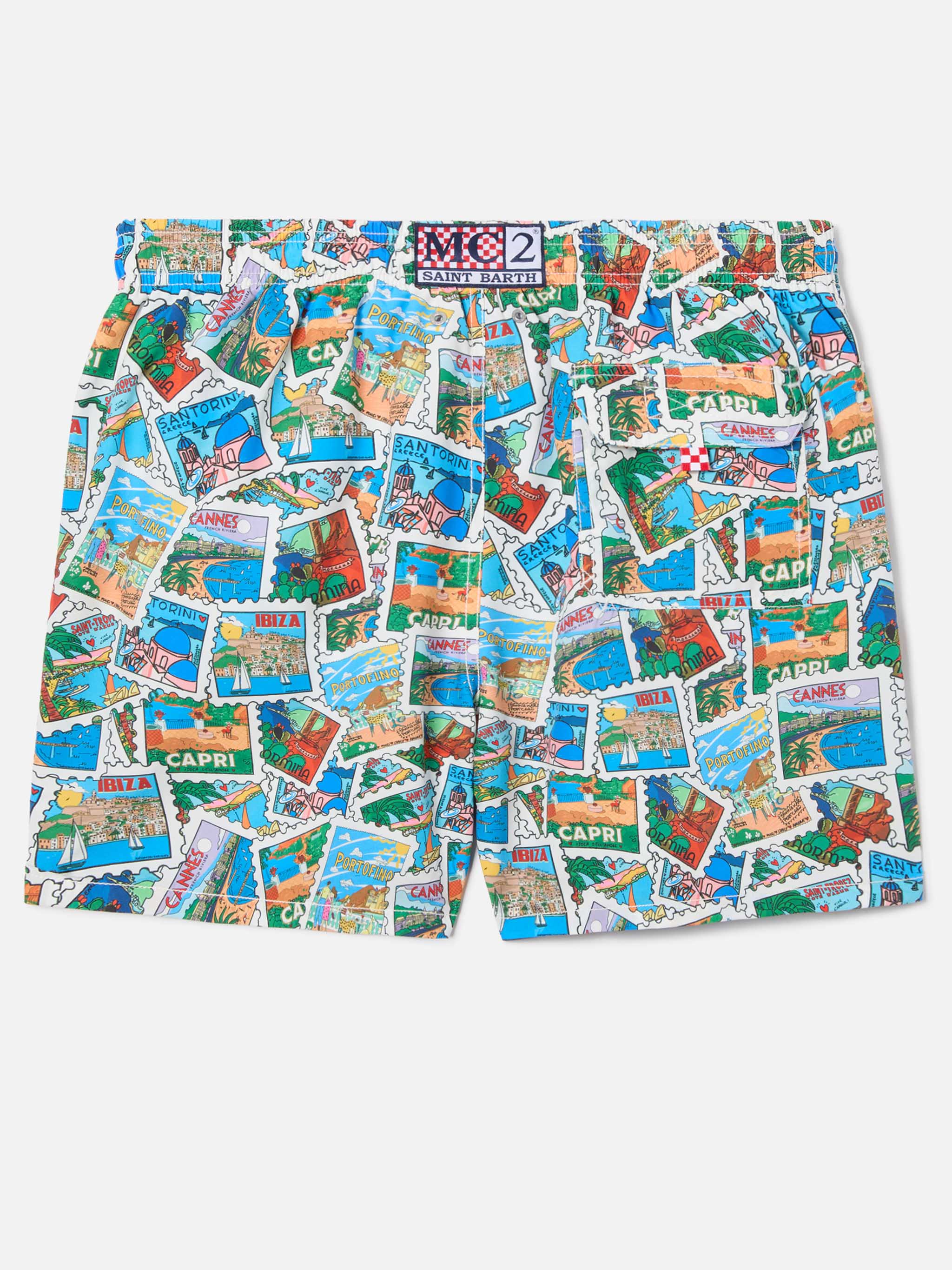 Costume mare Gustavia con stampa cartoline all-over - Image 2