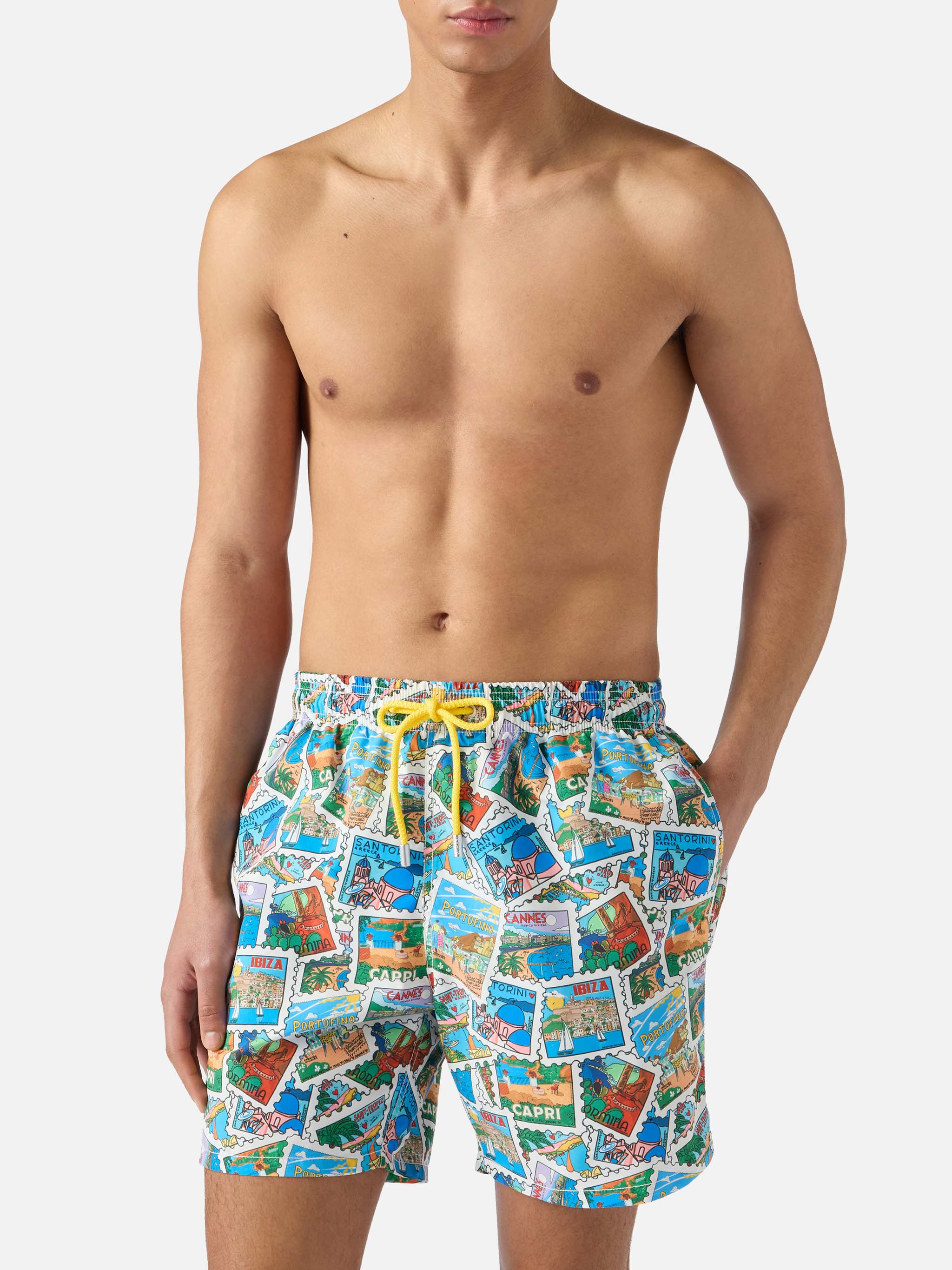 Costume mare Gustavia con stampa cartoline all-over - Image 3