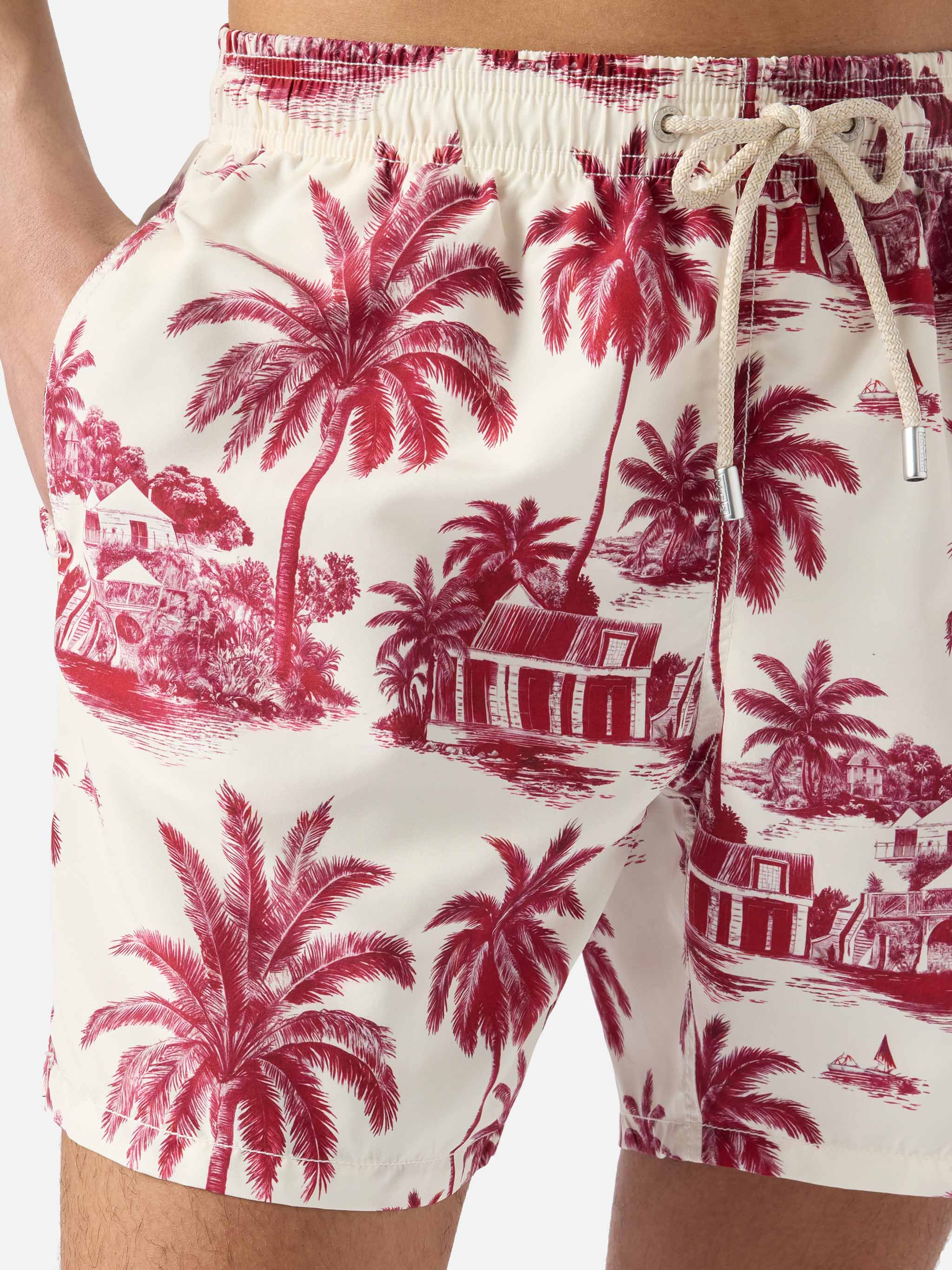 Costume mare Gustavia con stampa toile de jouy bordeaux | Special Edition - Image 4