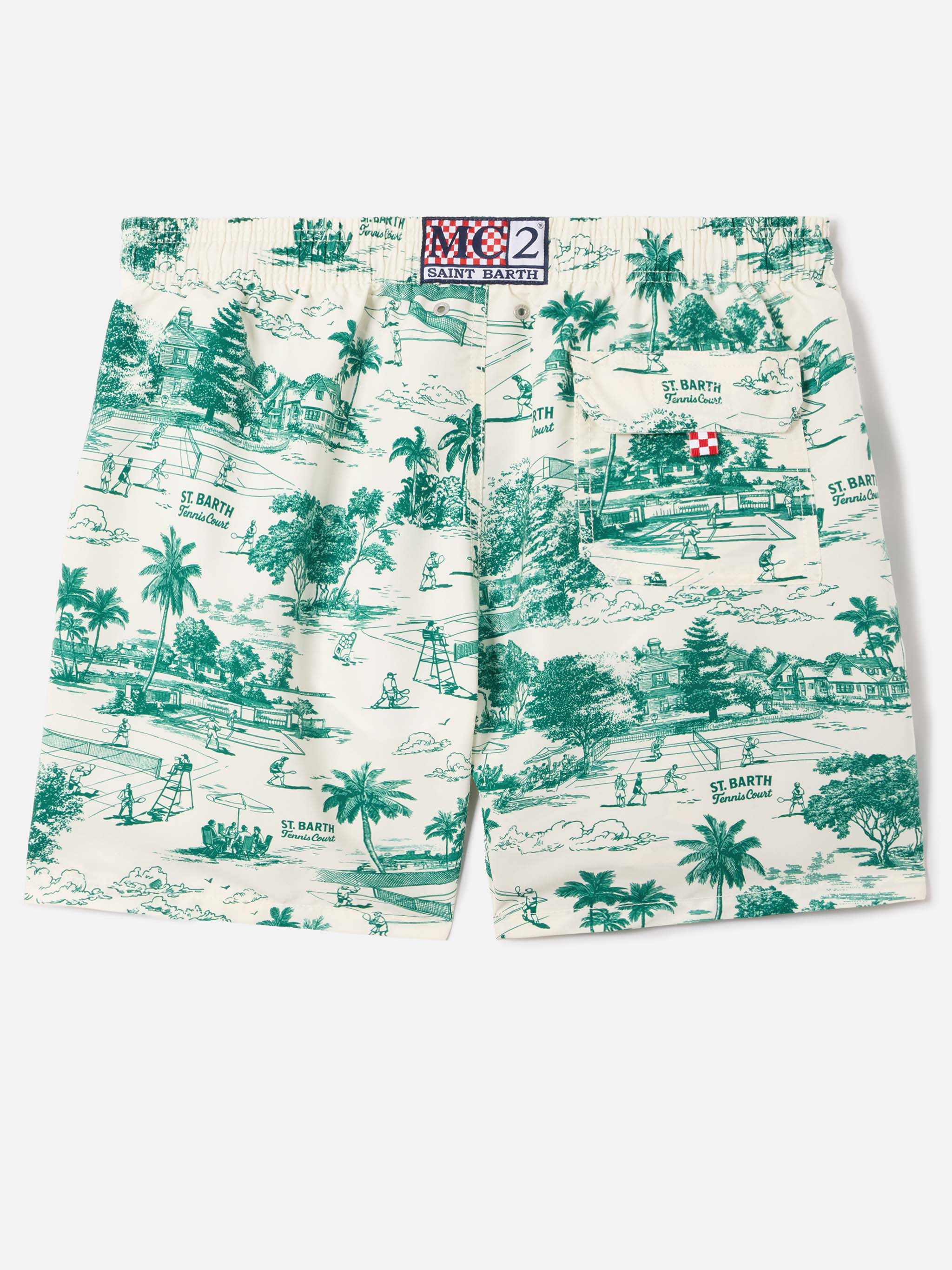 Costume mare Gustavia con stampa toile de jouy verde - Image 2