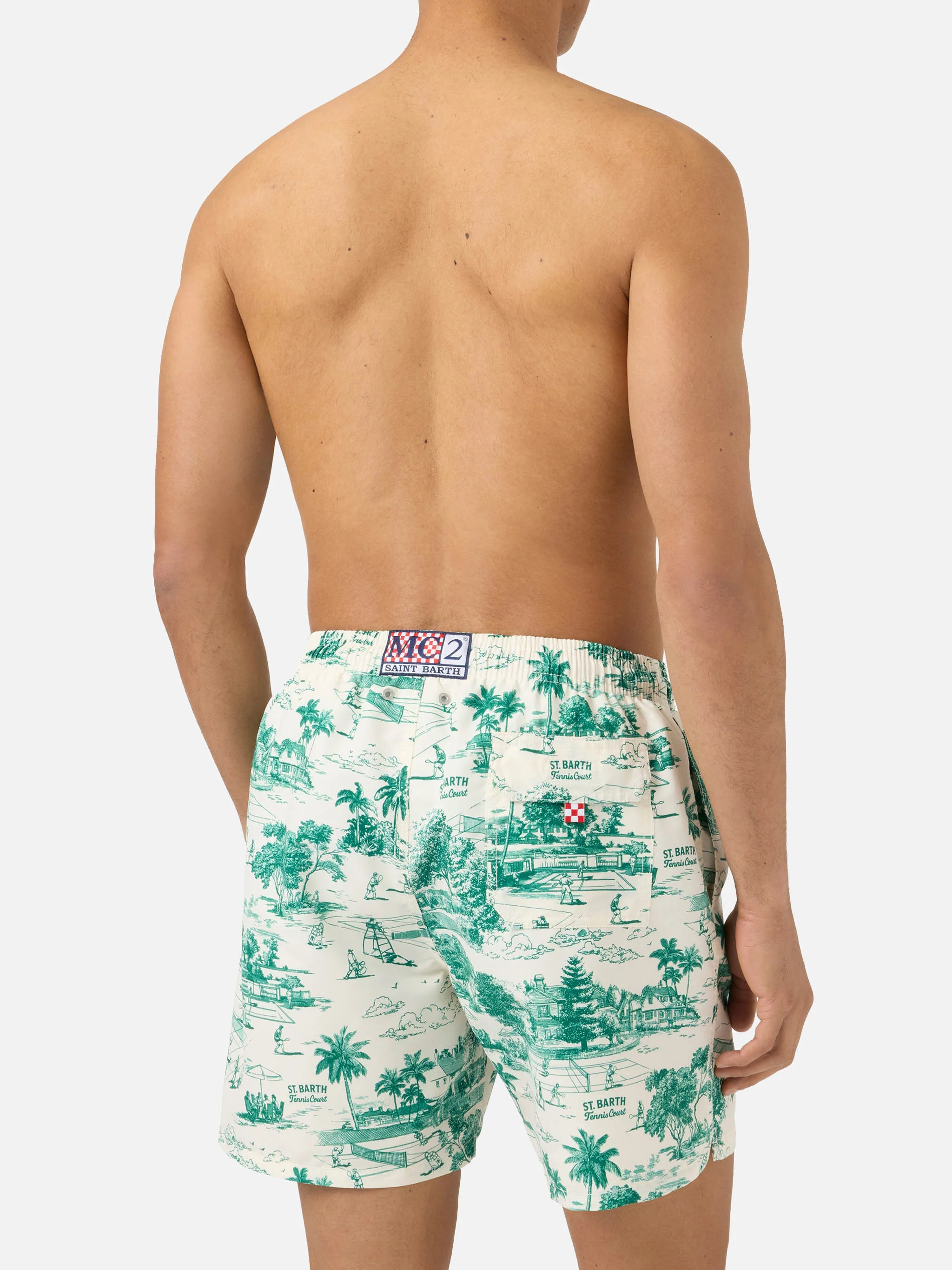 Costume mare Gustavia con stampa toile de jouy verde - Image 5