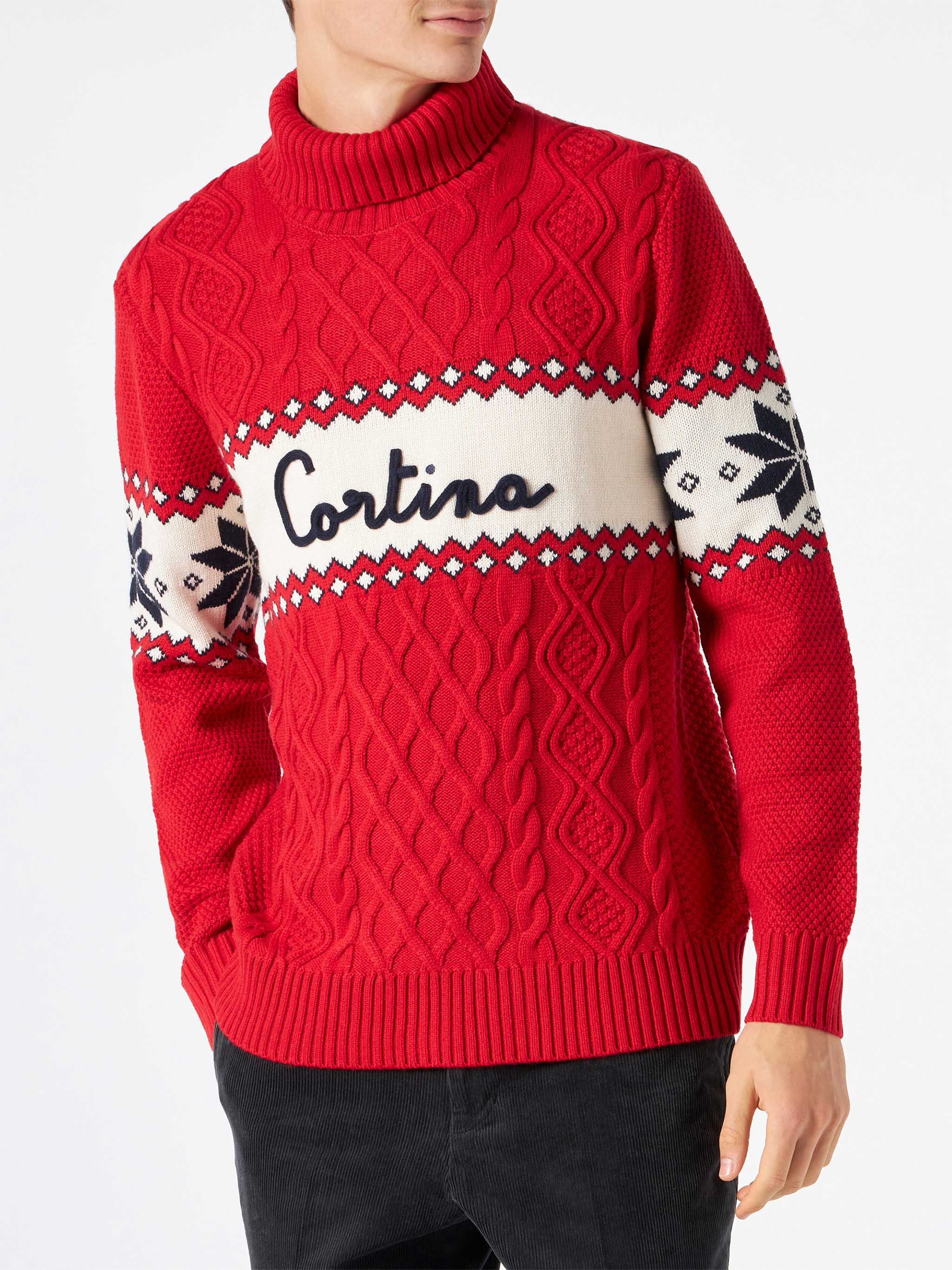 Maglione mezzo collo alto con scritta Cortina - Image 2