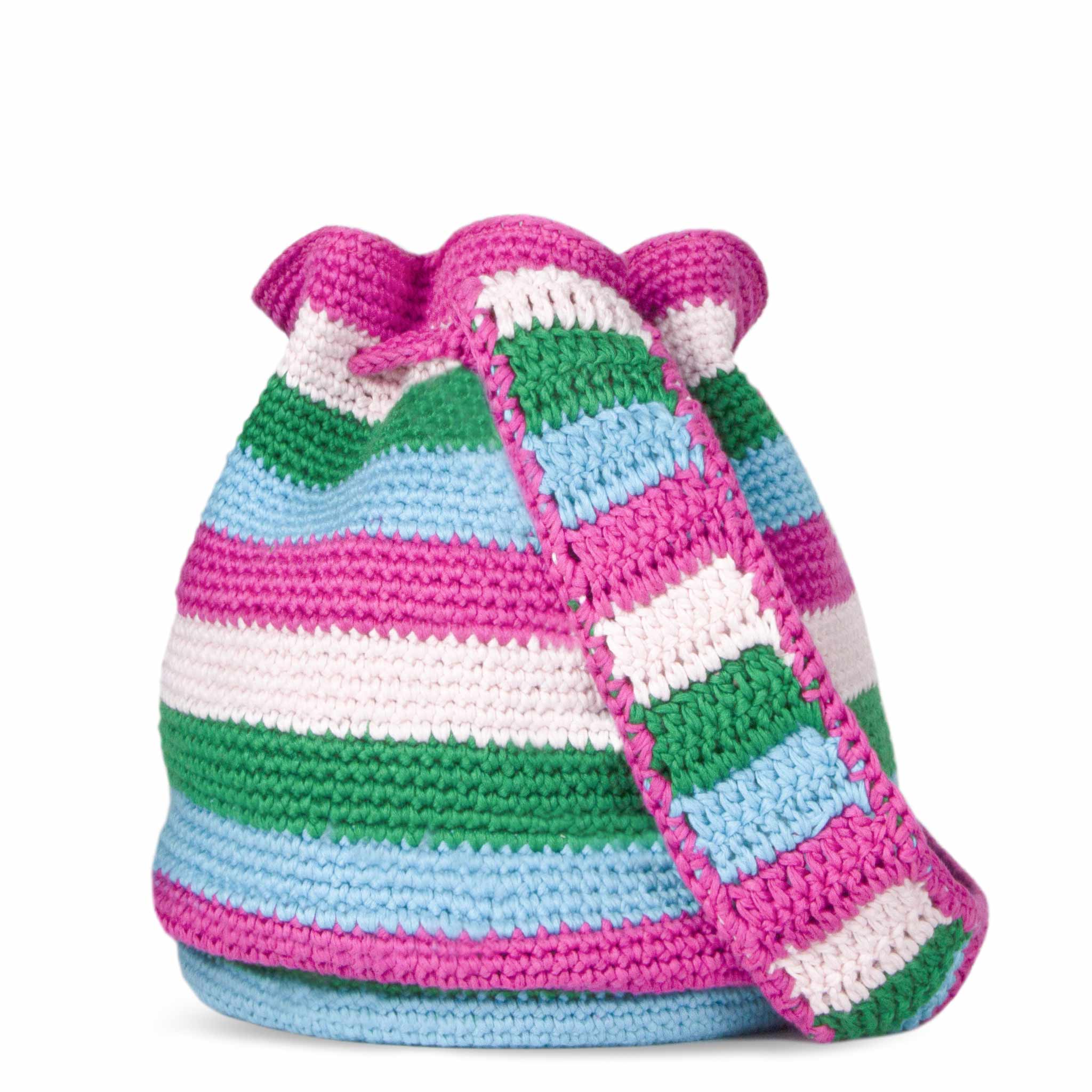 Borsa secchiello Crochet Bucket crochet a righe multicolore - Image 4