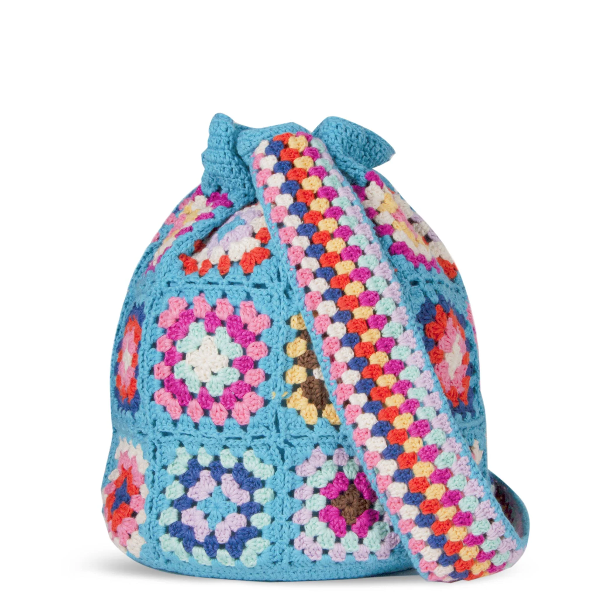 Borsa secchiello Crochet Bucket crochet con ricamo multicolore - Image 4