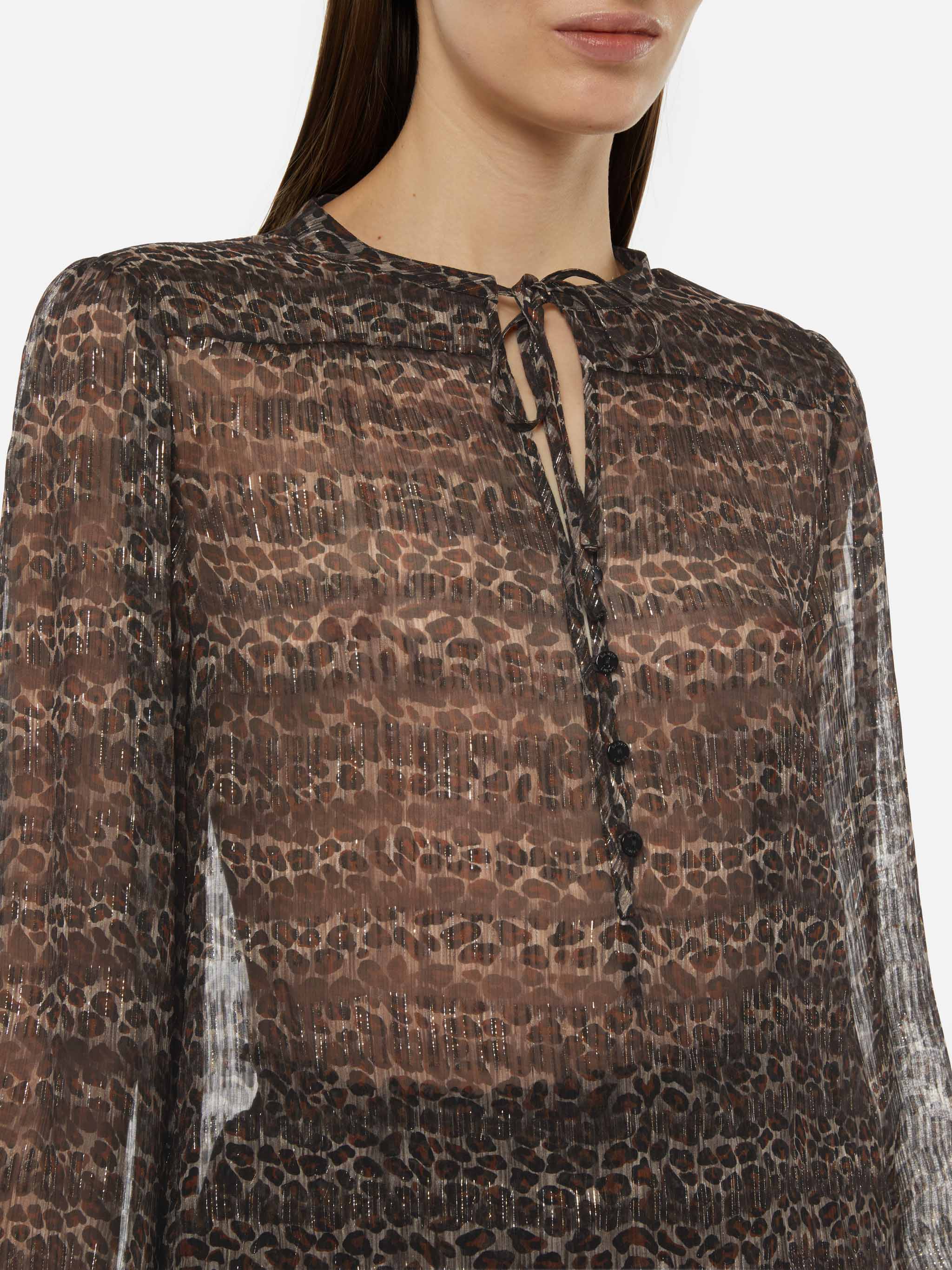 Harper blusa in voile di seta lurex con stampa animalier - Image 2