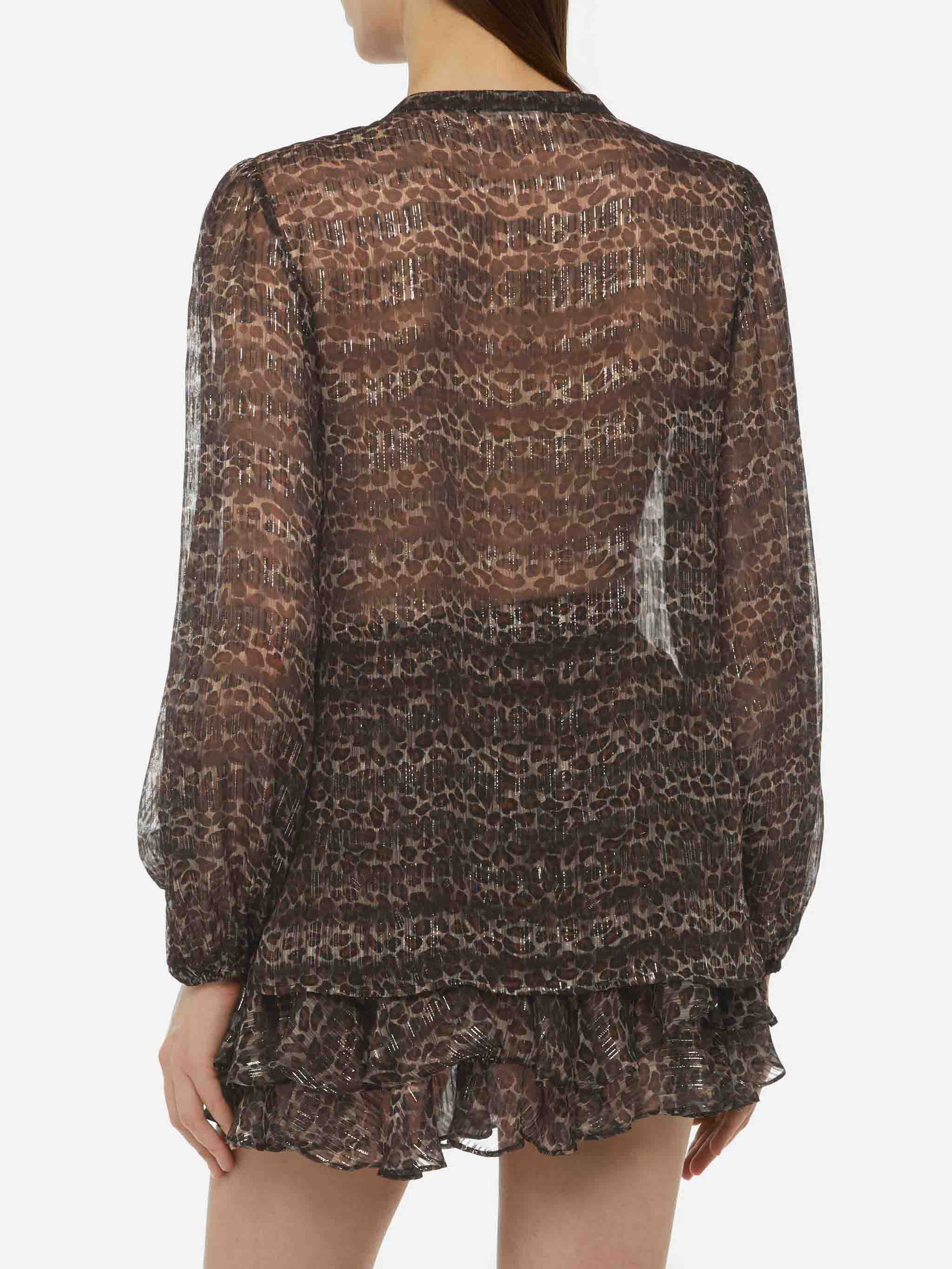 Harper blusa in voile di seta lurex con stampa animalier - Image 4