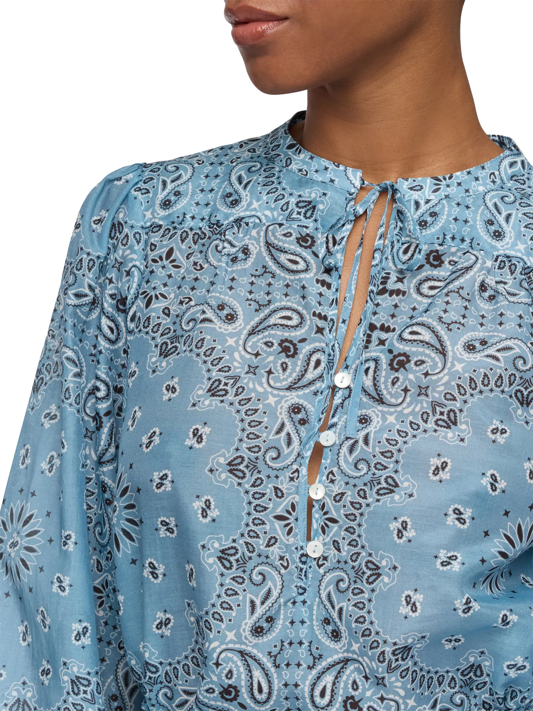 Harper blusa in voile di seta lurex con stampa bandana - Image 2