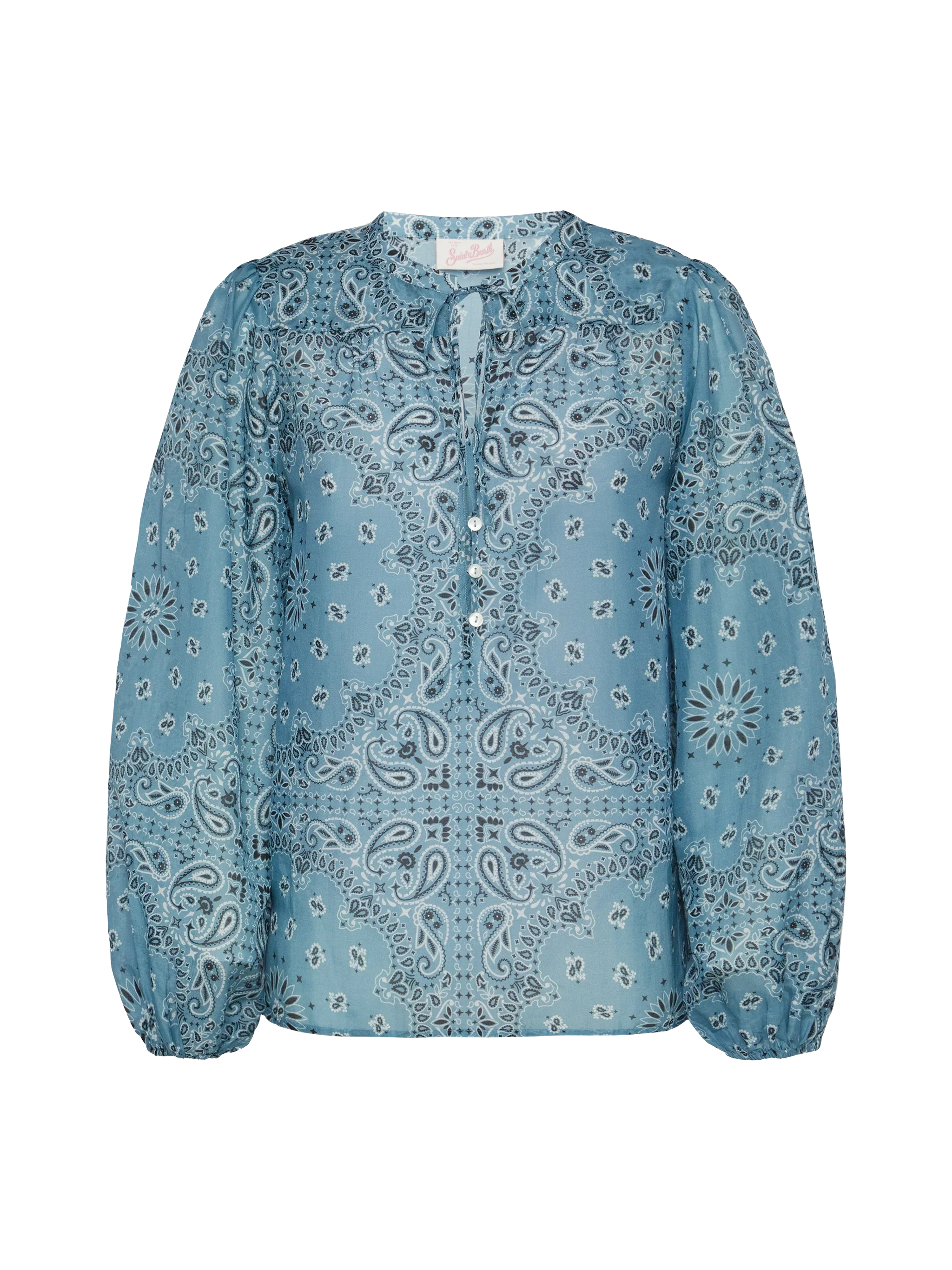 Harper blusa in voile di seta lurex con stampa bandana - Image 5