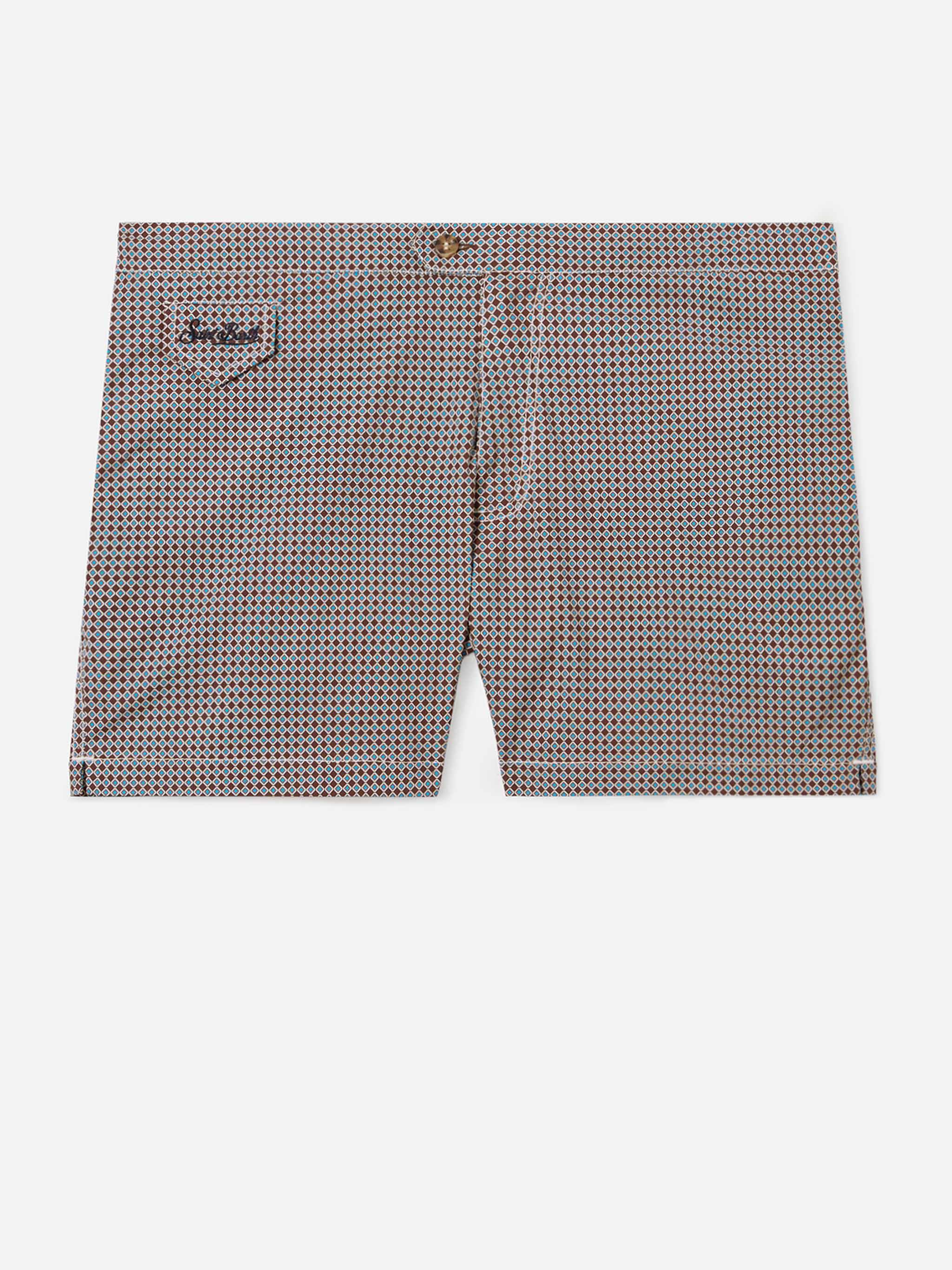 Costume mare Harrys marrone con stampa geometrica