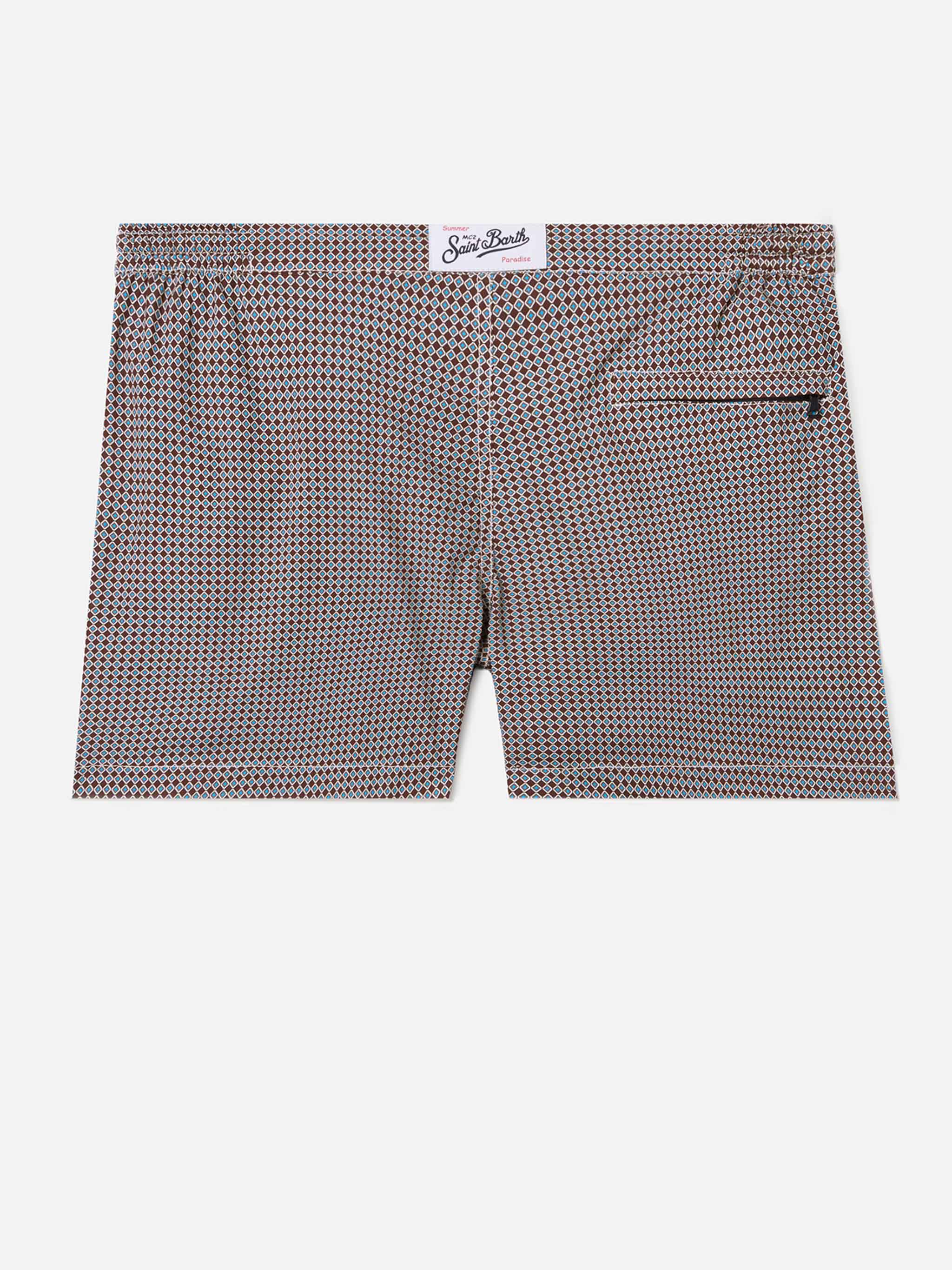 Costume mare Harrys marrone con stampa geometrica - Image 2