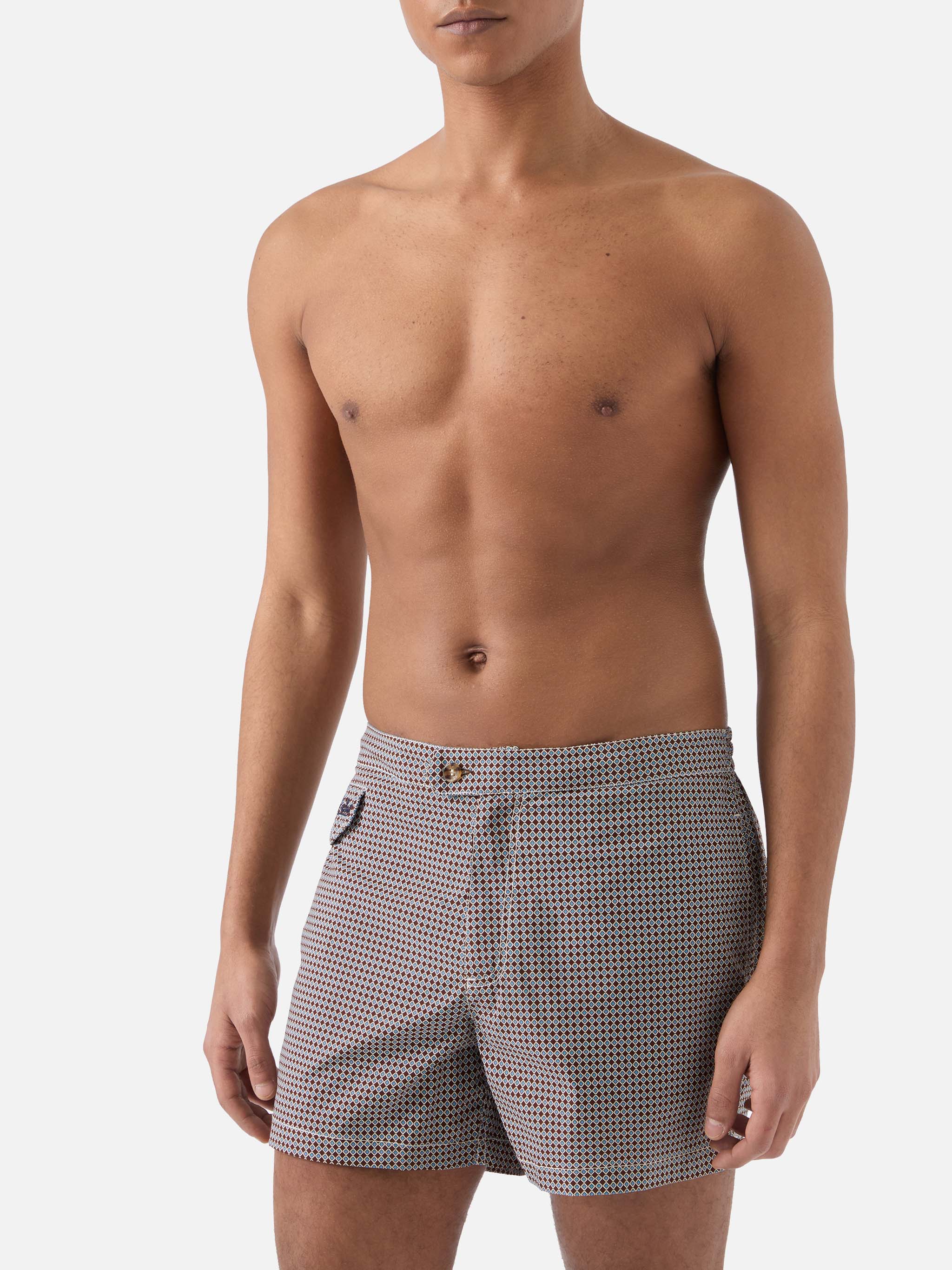Costume mare Harrys marrone con stampa geometrica - Image 3