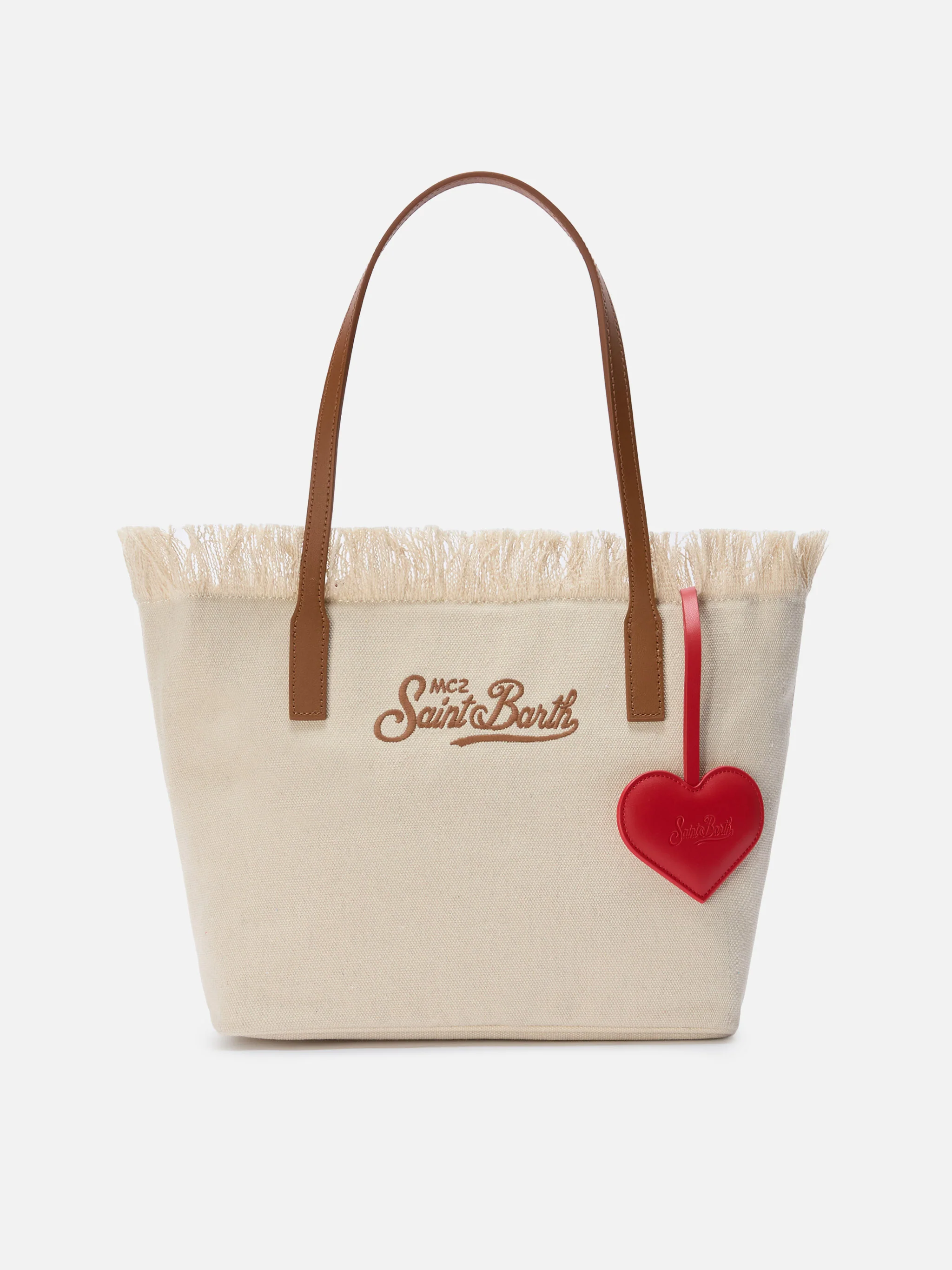 Bag charm a forma di cuore in pelle liscia con logo impresso - Image 2