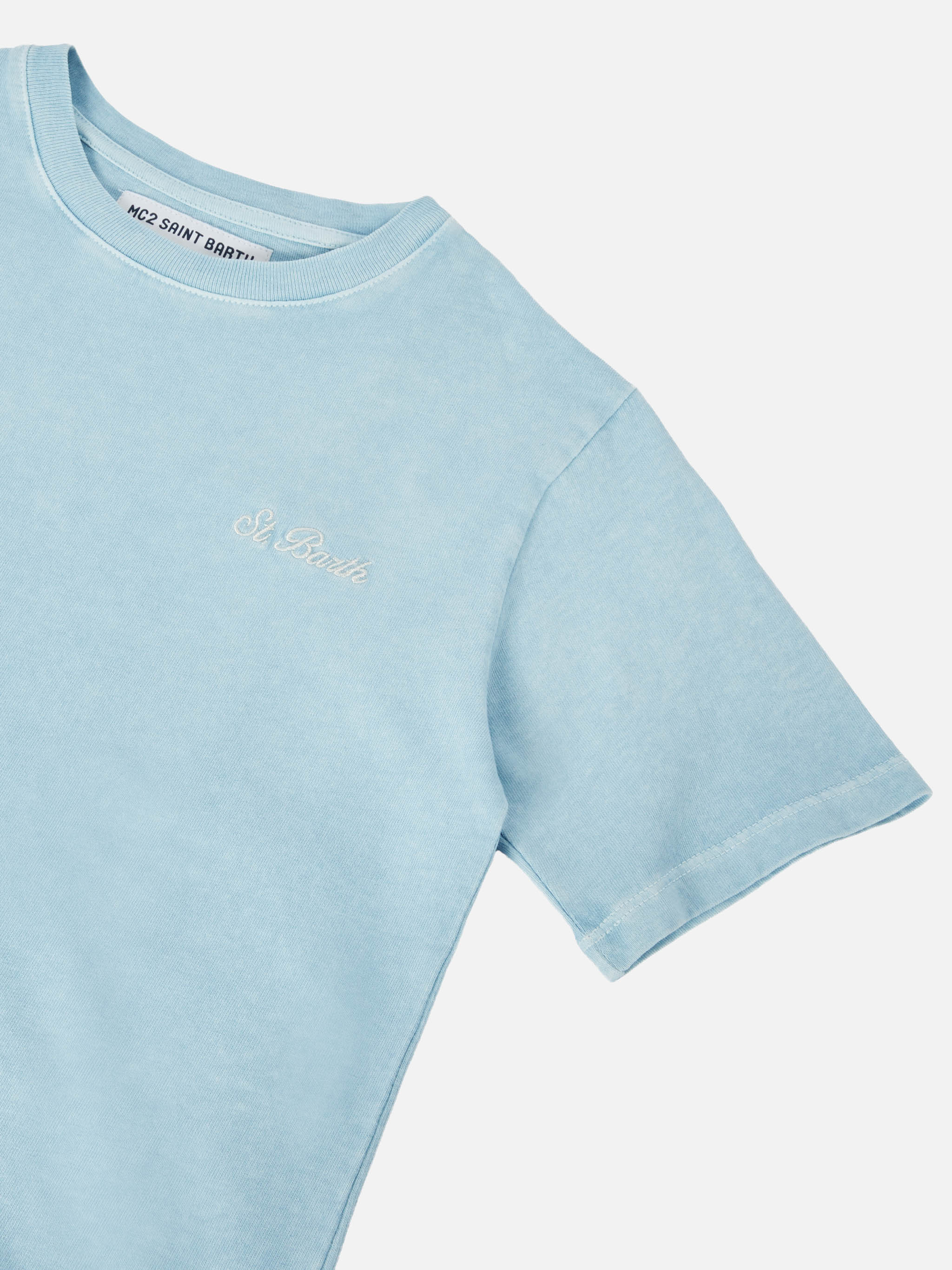 T-shirt in cotone pesante Cameron in azzurro vintage - Image 2