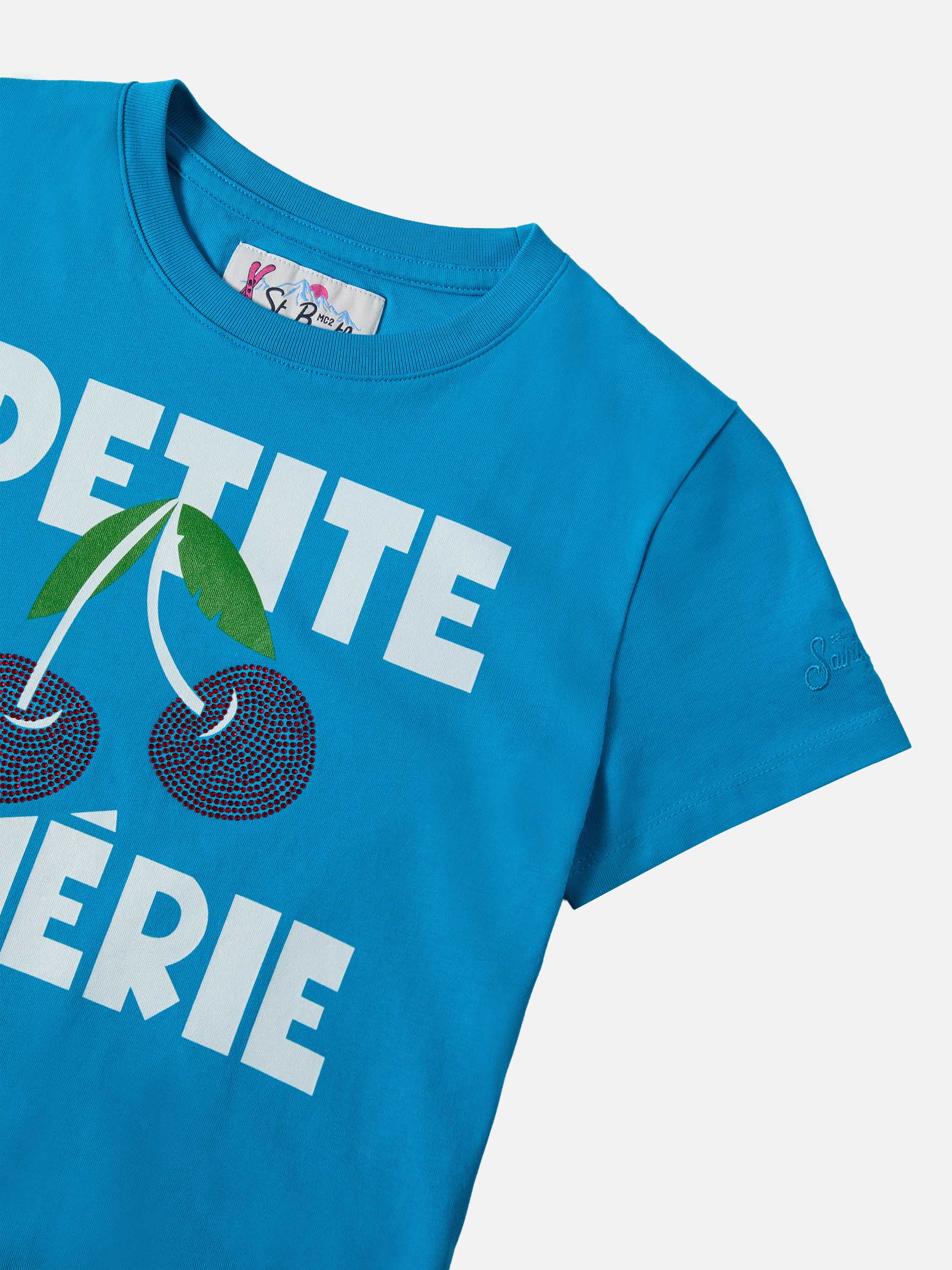 T-shirt in cotone pesante Elly con ciliegie in strass - Image 2
