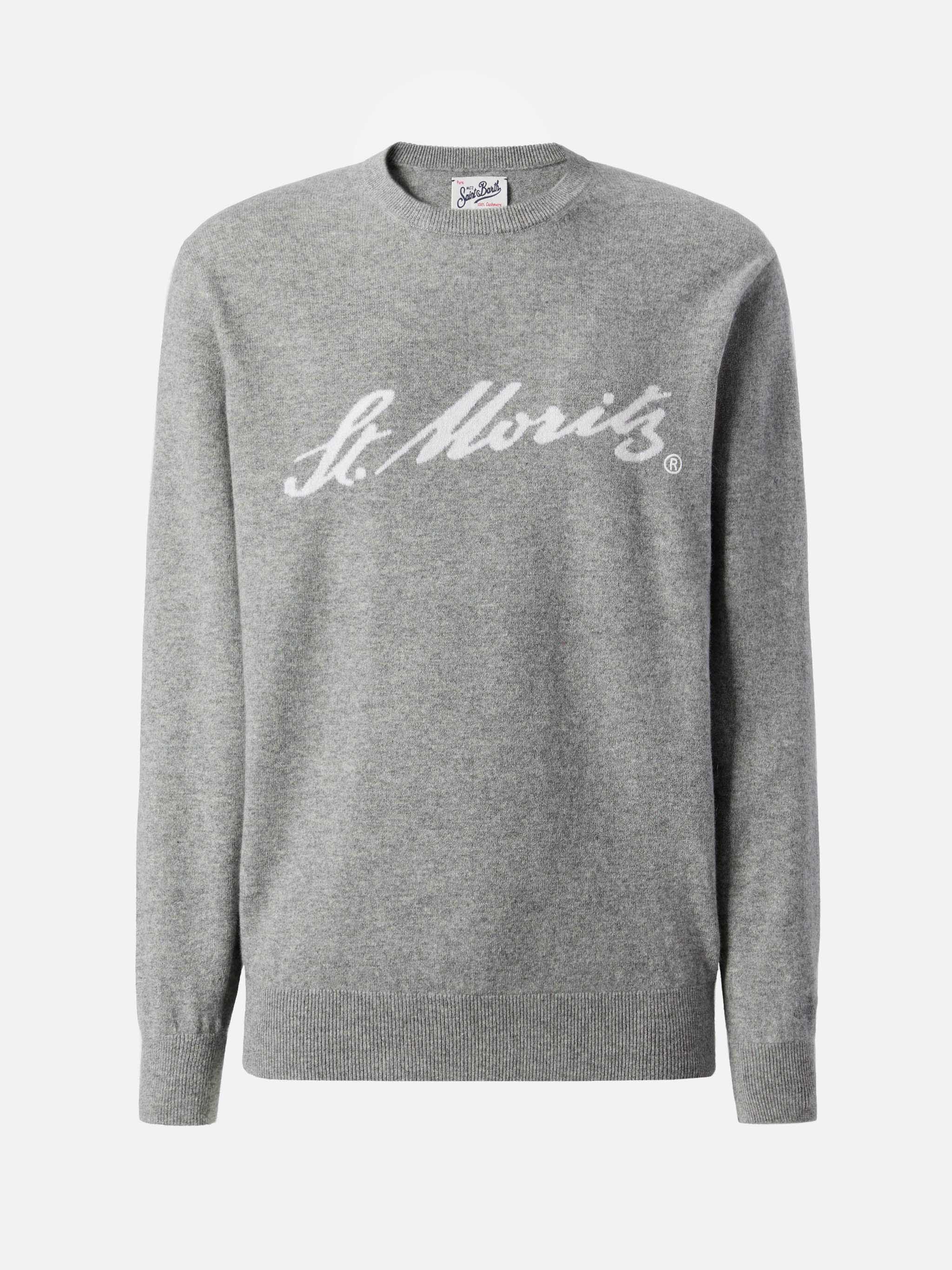 Maglione Heron Light in 100% CASHMERE grigio con intarsio St. Moritz | ST. MORITZ TOP OF THE WORLD - Image 5