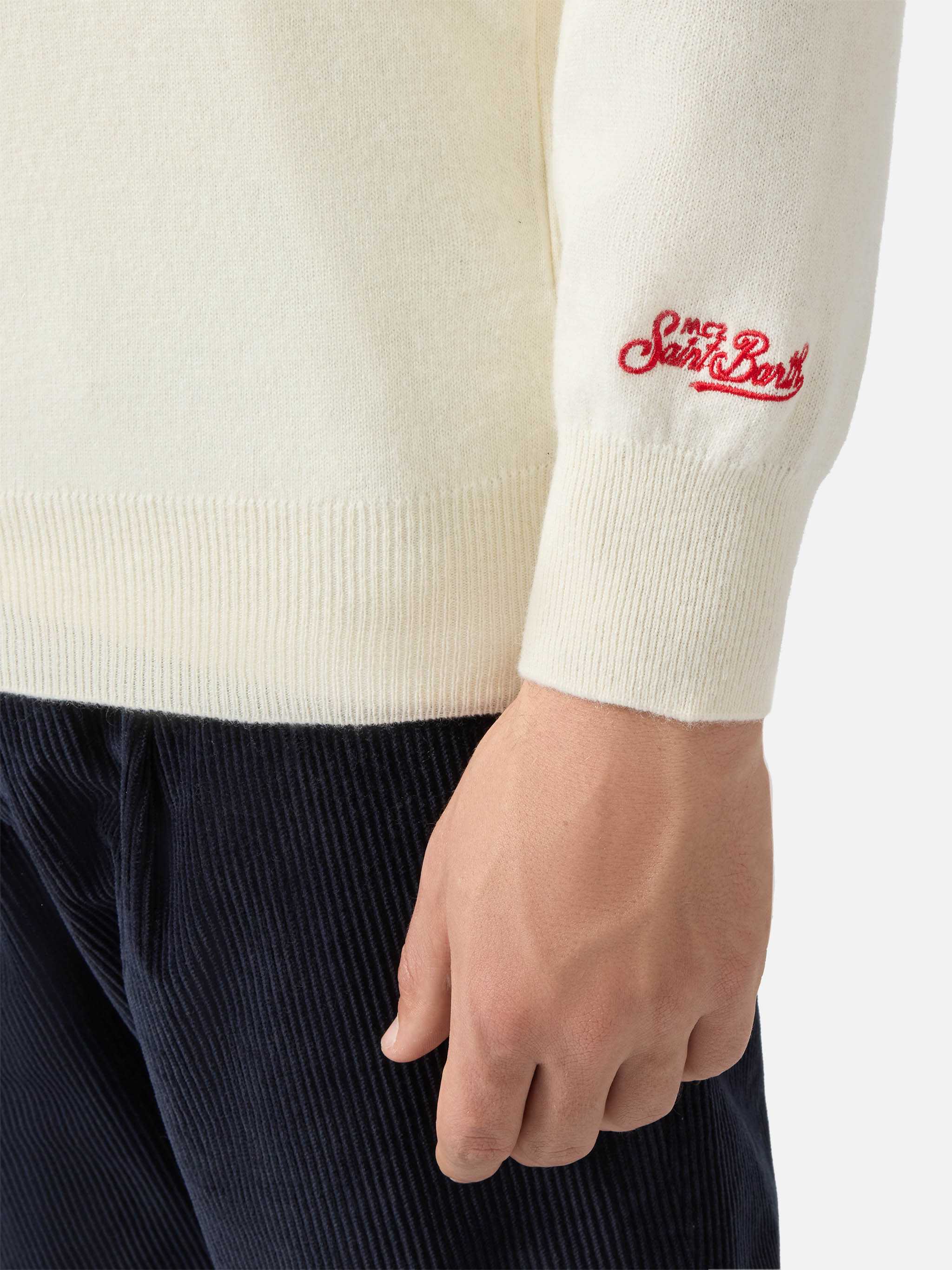 Girocollo Heron light bianco con jacquard Yuppies e ricamo | YUPPIES SPECIAL EDITION - Image 4