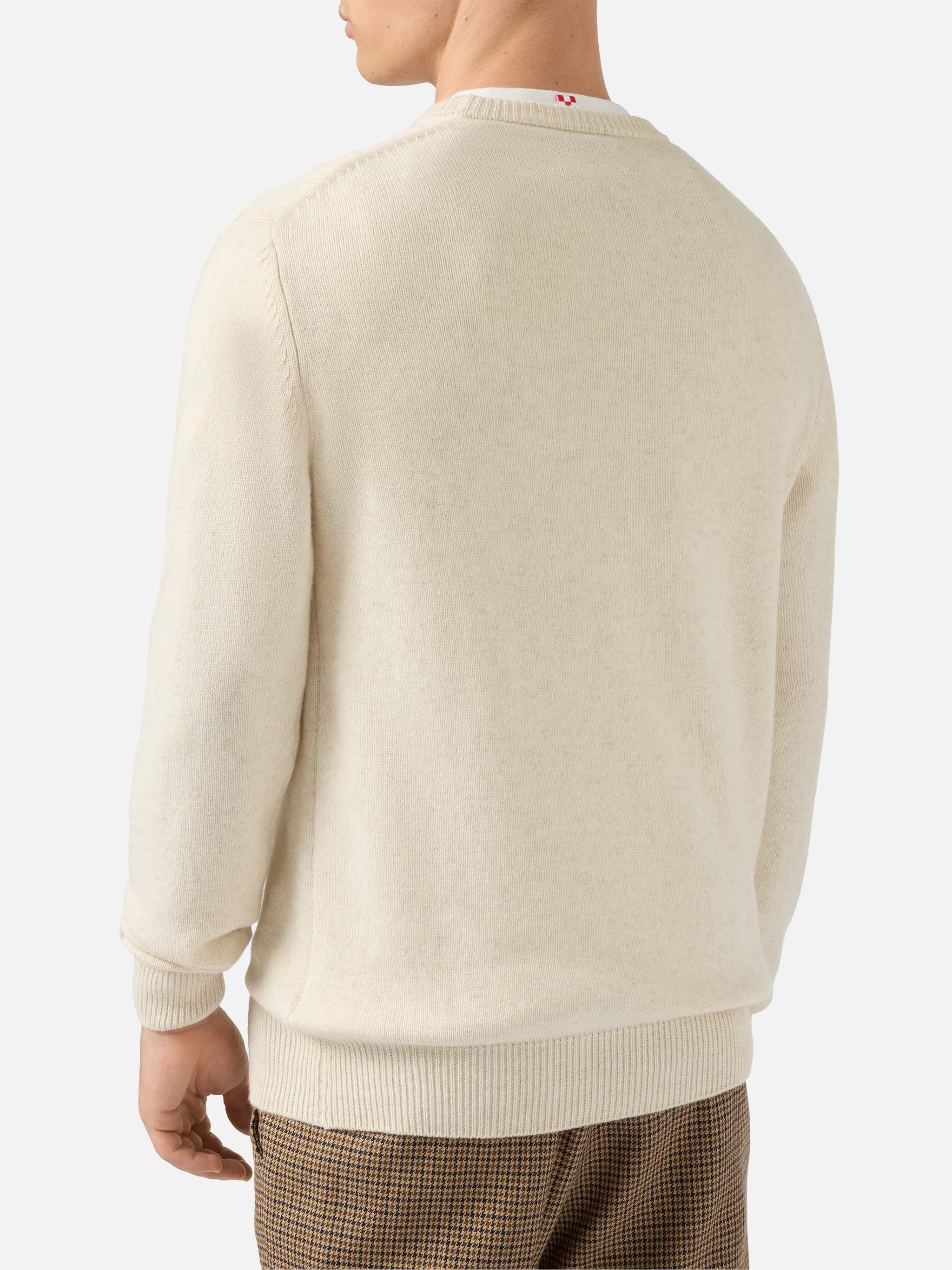 Girocollo Heron beige con jacquard cartolina Cortina - Image 3