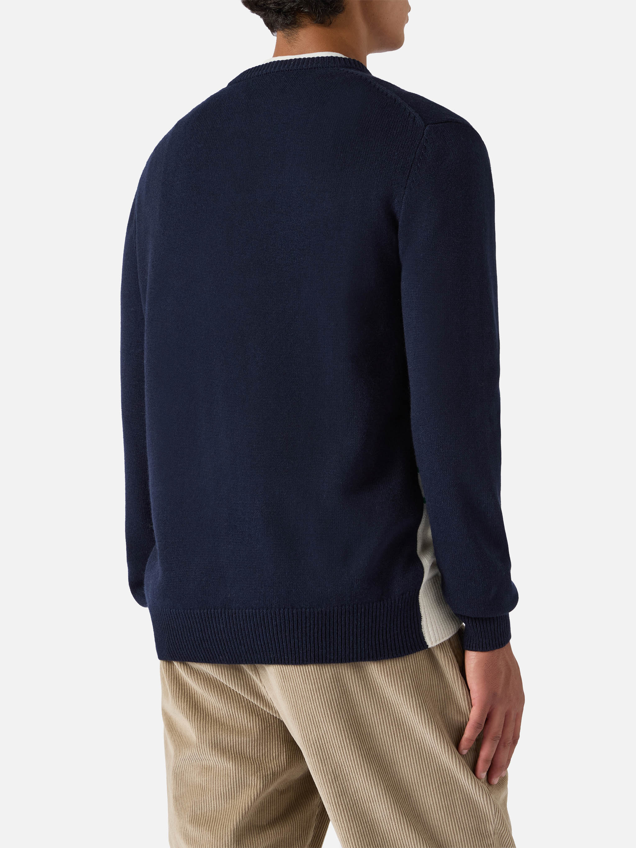 Girocollo Heron blu con jacquard cartolina Cortina - Image 3