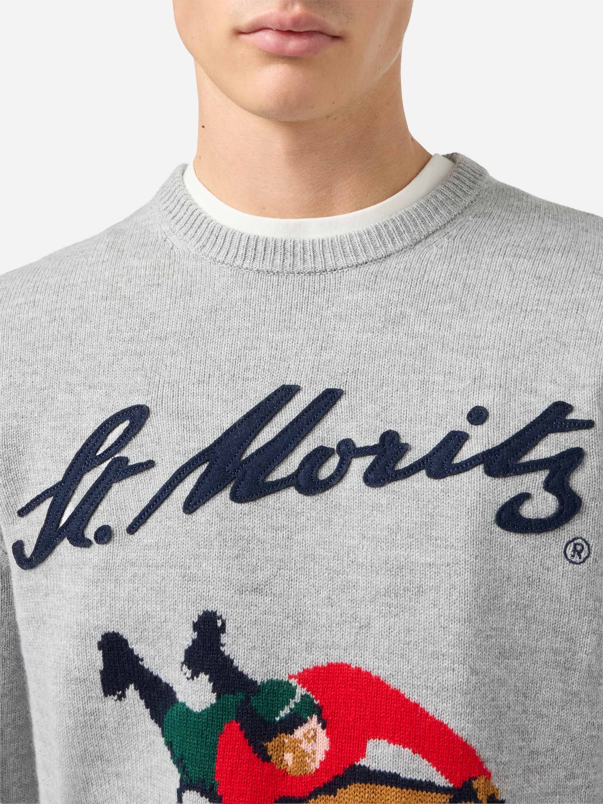 Girocollo Heron grigio con jacquard e patch St. Moritz | ST. MORITZ TOP OF THE WORLD SPECIAL EDITION - Image 3