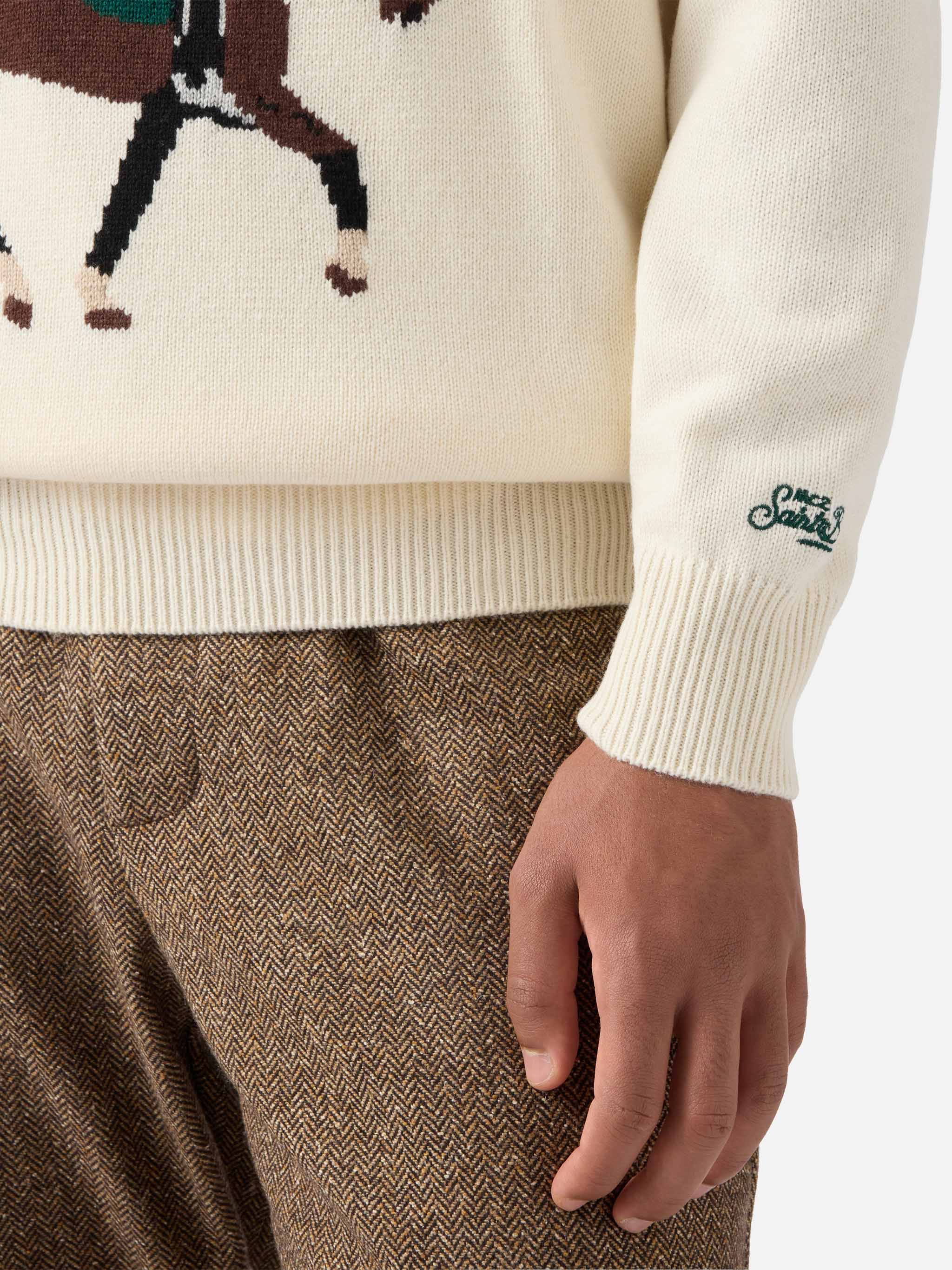Girocollo Heron bianco con jacquard St. Moritz Polo - Image 4