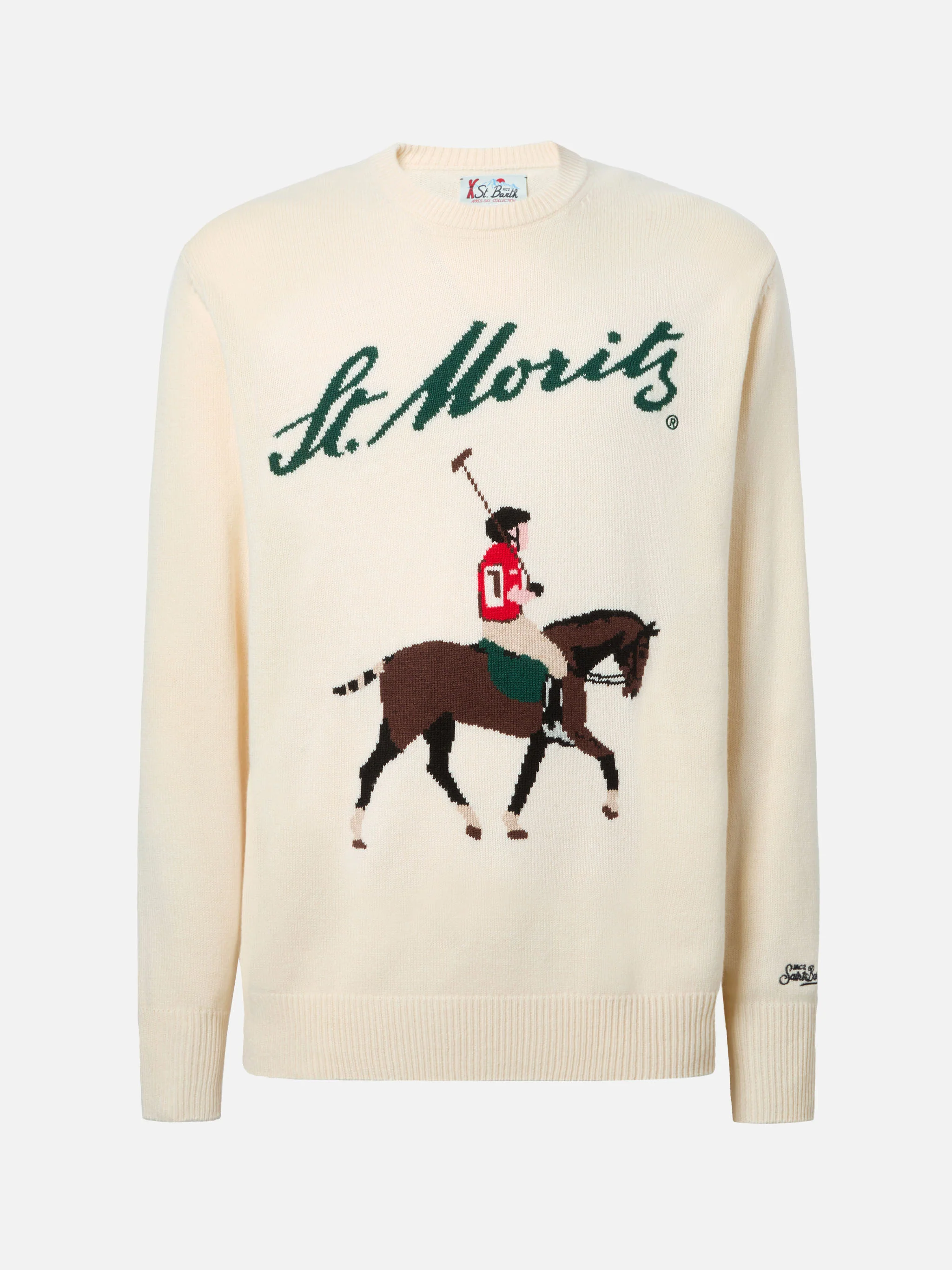 Girocollo Heron bianco con jacquard St. Moritz Polo - Image 5