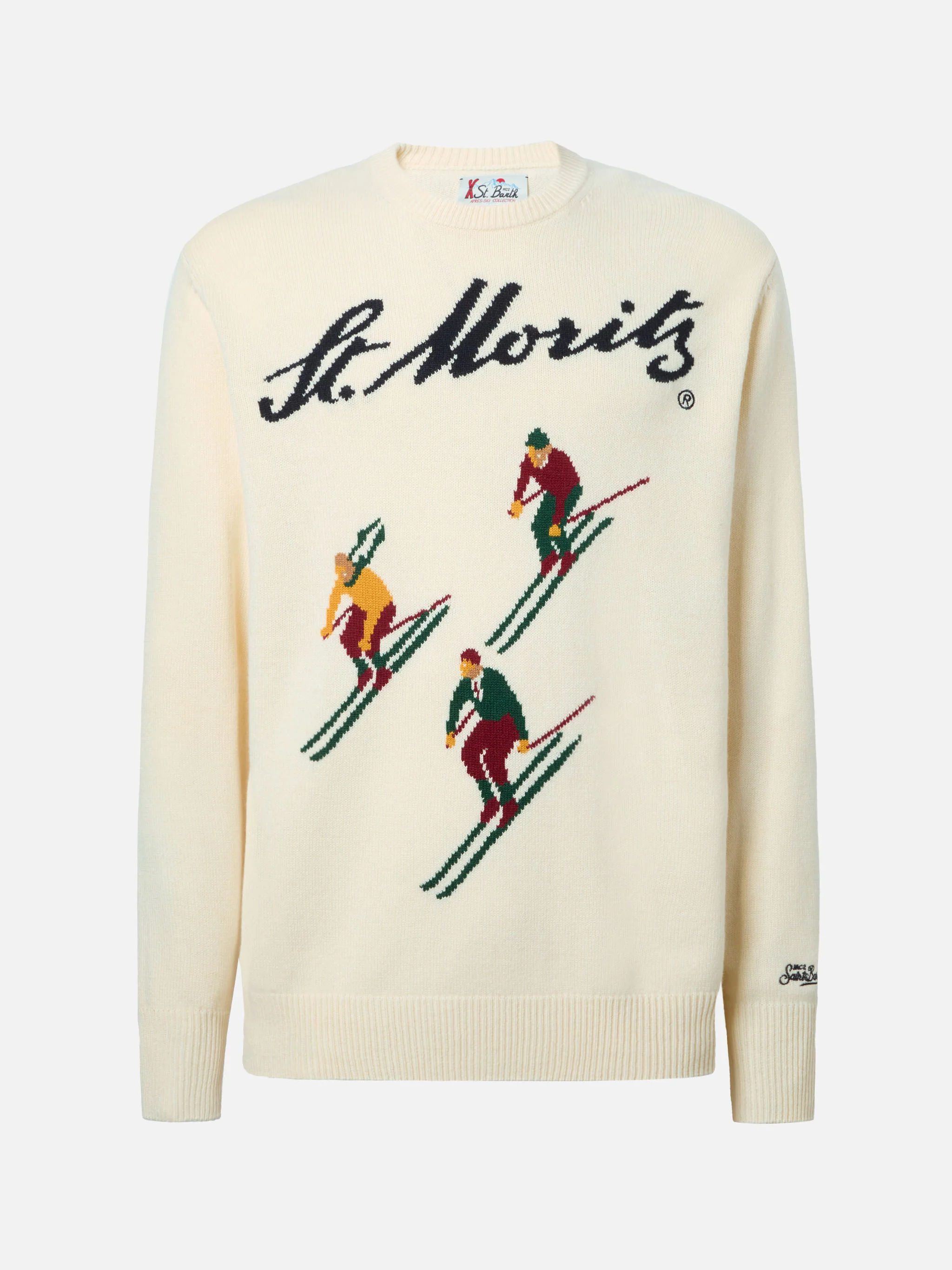 Girocollo Heron bianco con jacquard cartolina St. Moritz Ski - Image 5