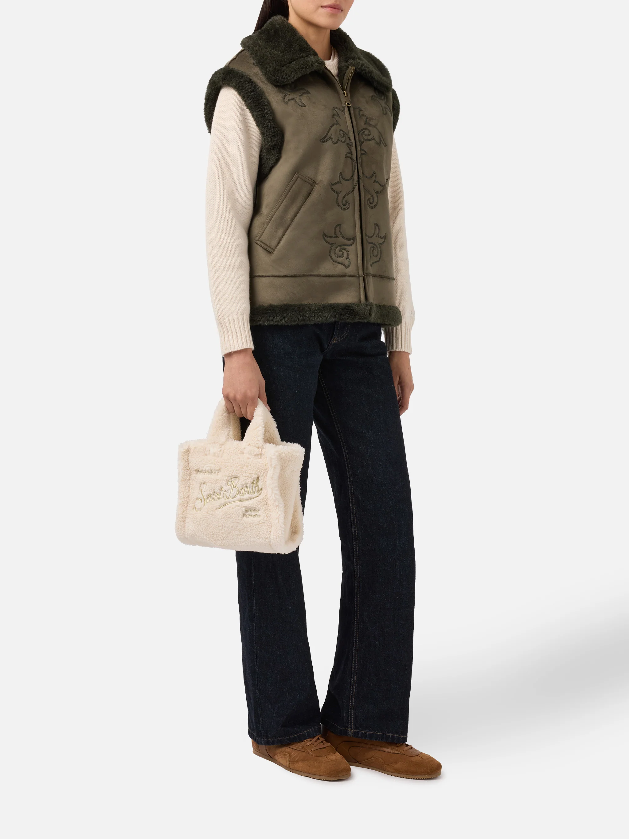 Gilet Hesketh in eco montone con ricamo texano - Image 2