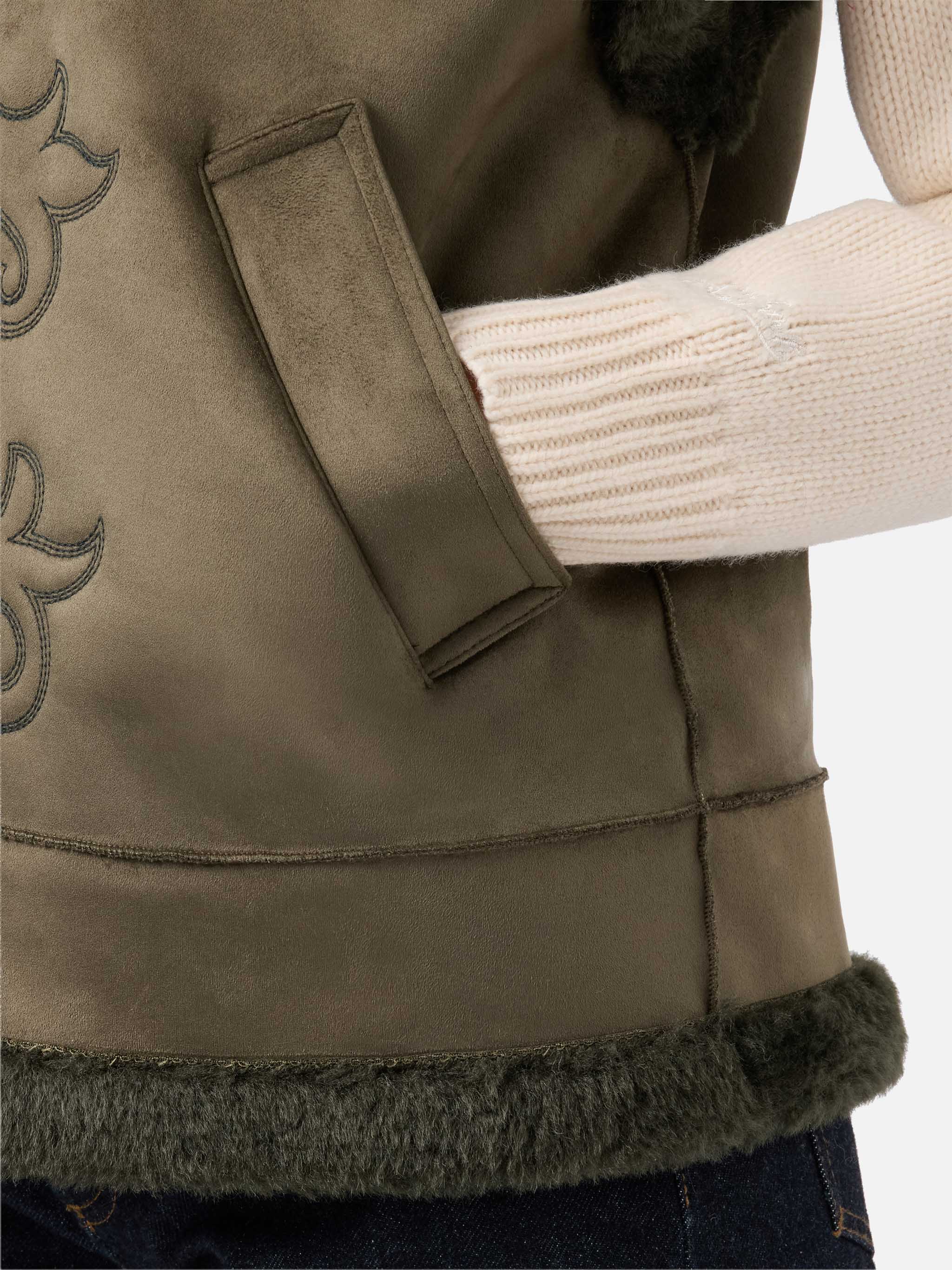 Gilet Hesketh in eco montone con ricamo texano - Image 5